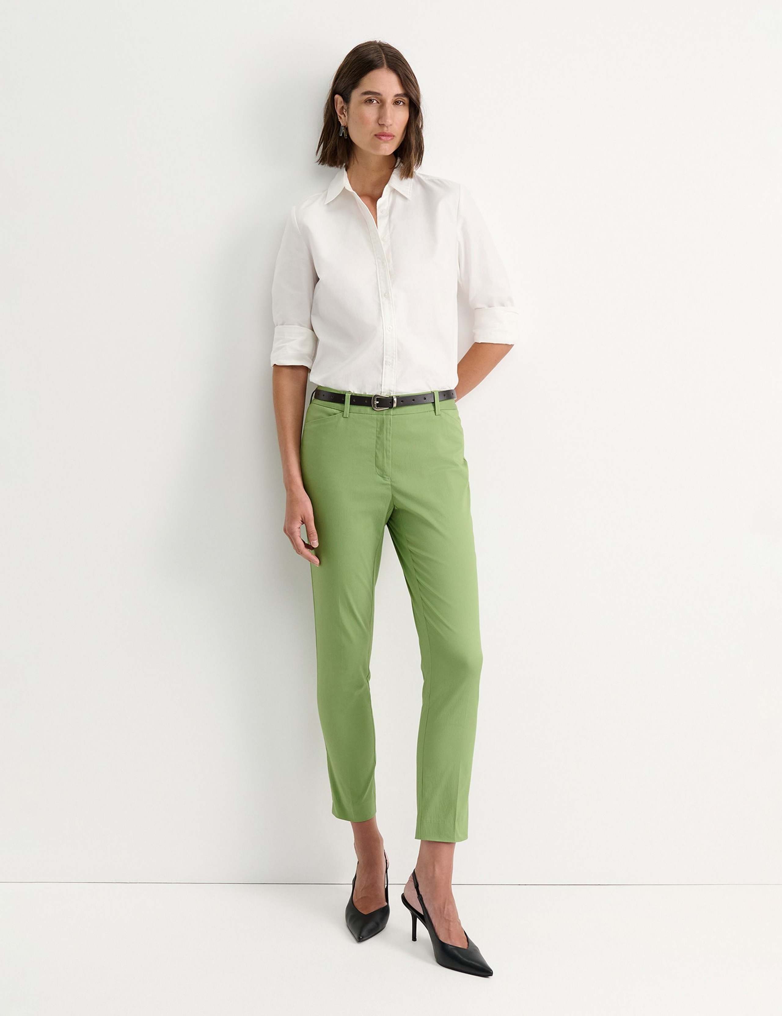 Cotton Rich Slim Fit Ankle Grazer Trousers 2 of 5
