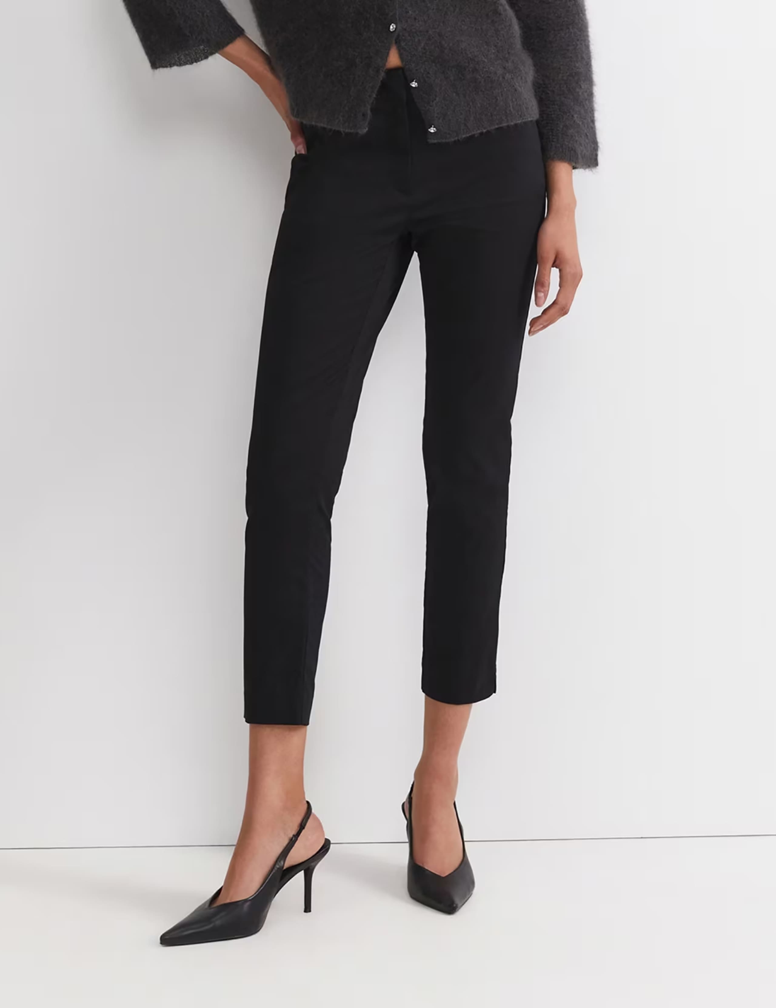 Cotton Rich Slim Fit Ankle Grazer Trousers 2 of 6