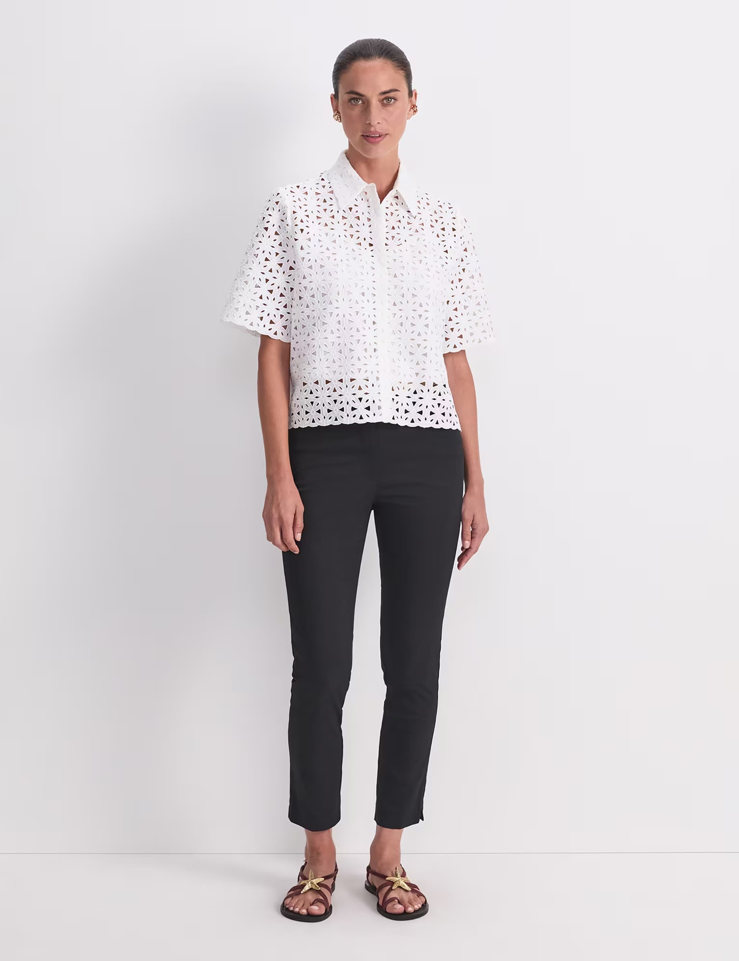 Cotton Rich Slim Fit Ankle Grazer Trousers 3 of 6