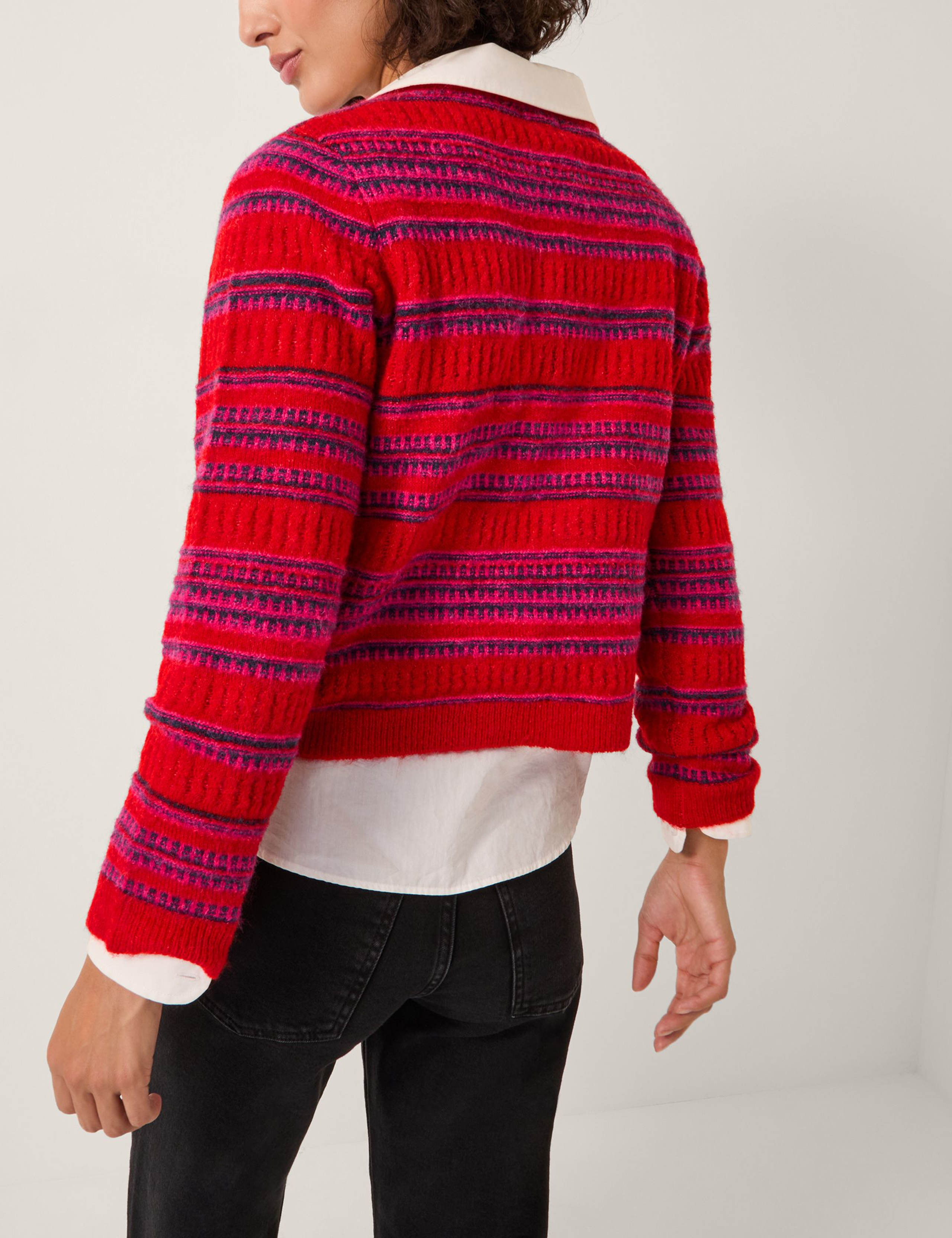 Striped Crew Neck Cardigan 3 of 5