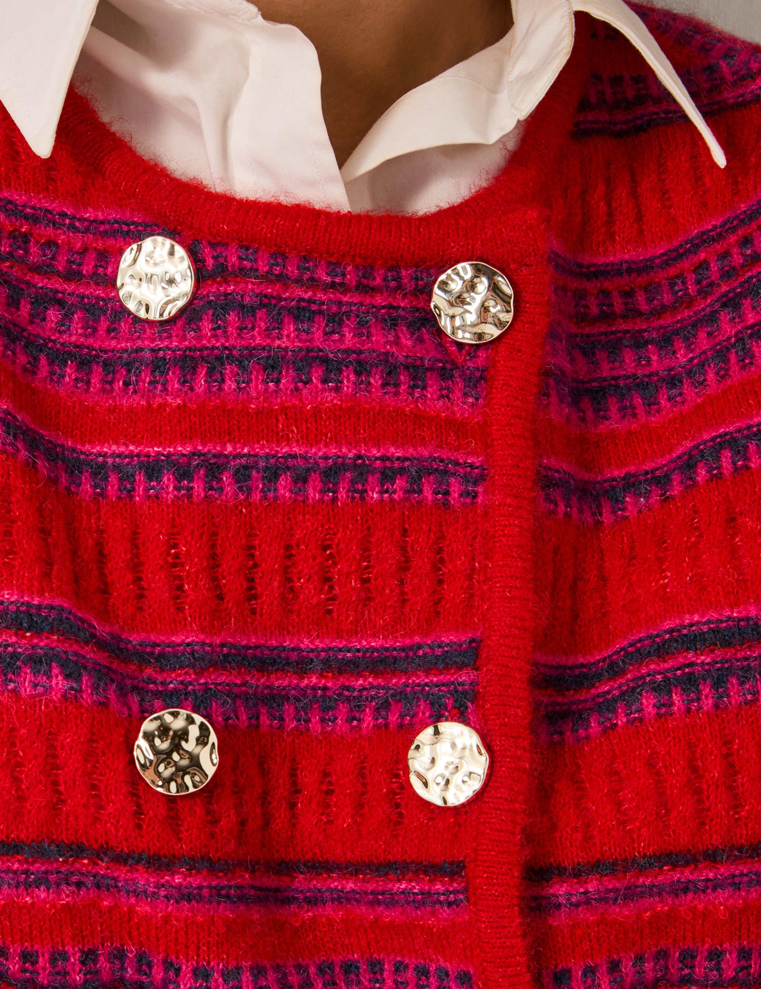 Striped Crew Neck Cardigan 4 of 5
