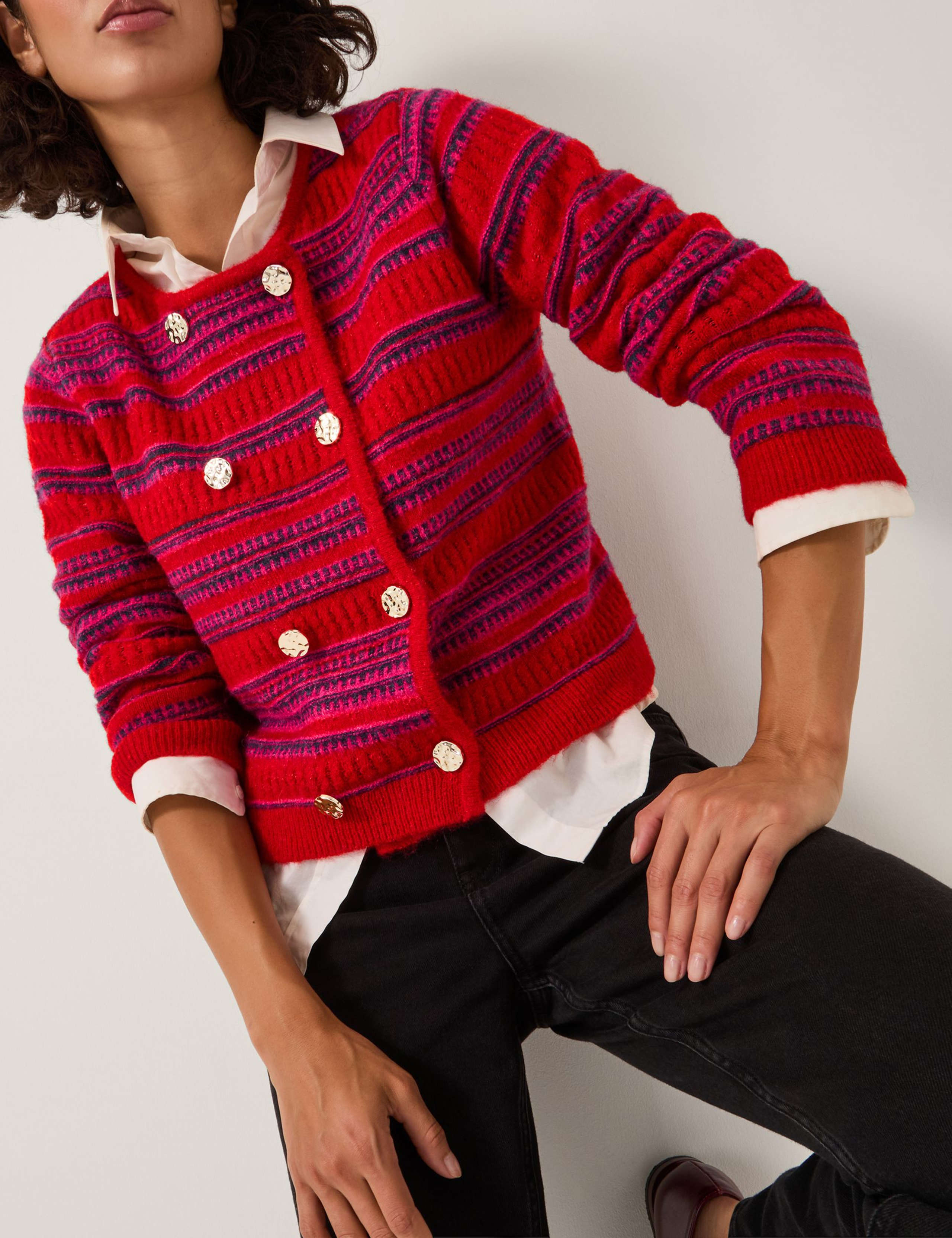 Striped Crew Neck Cardigan 5 of 5