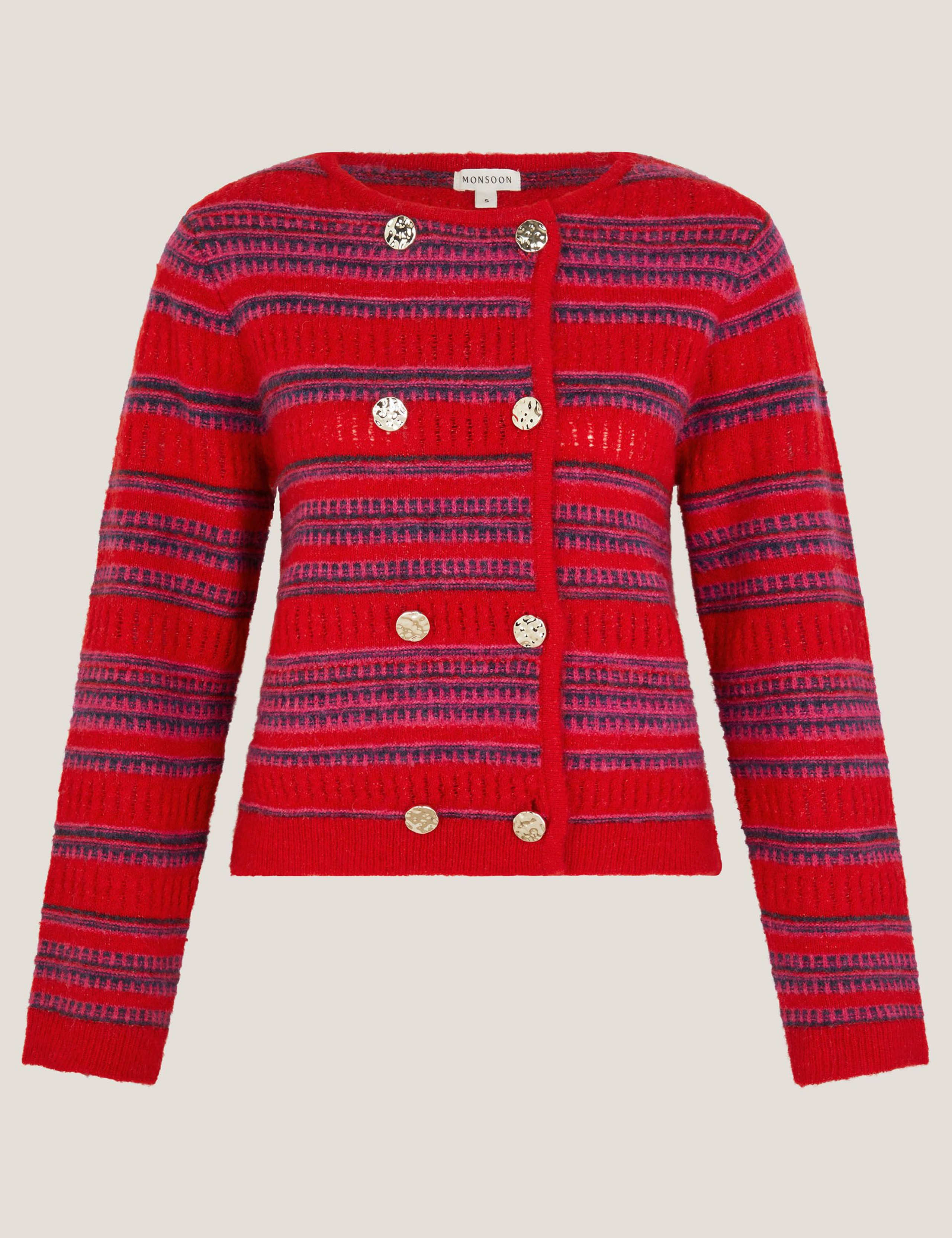 Striped Crew Neck Cardigan 2 of 5