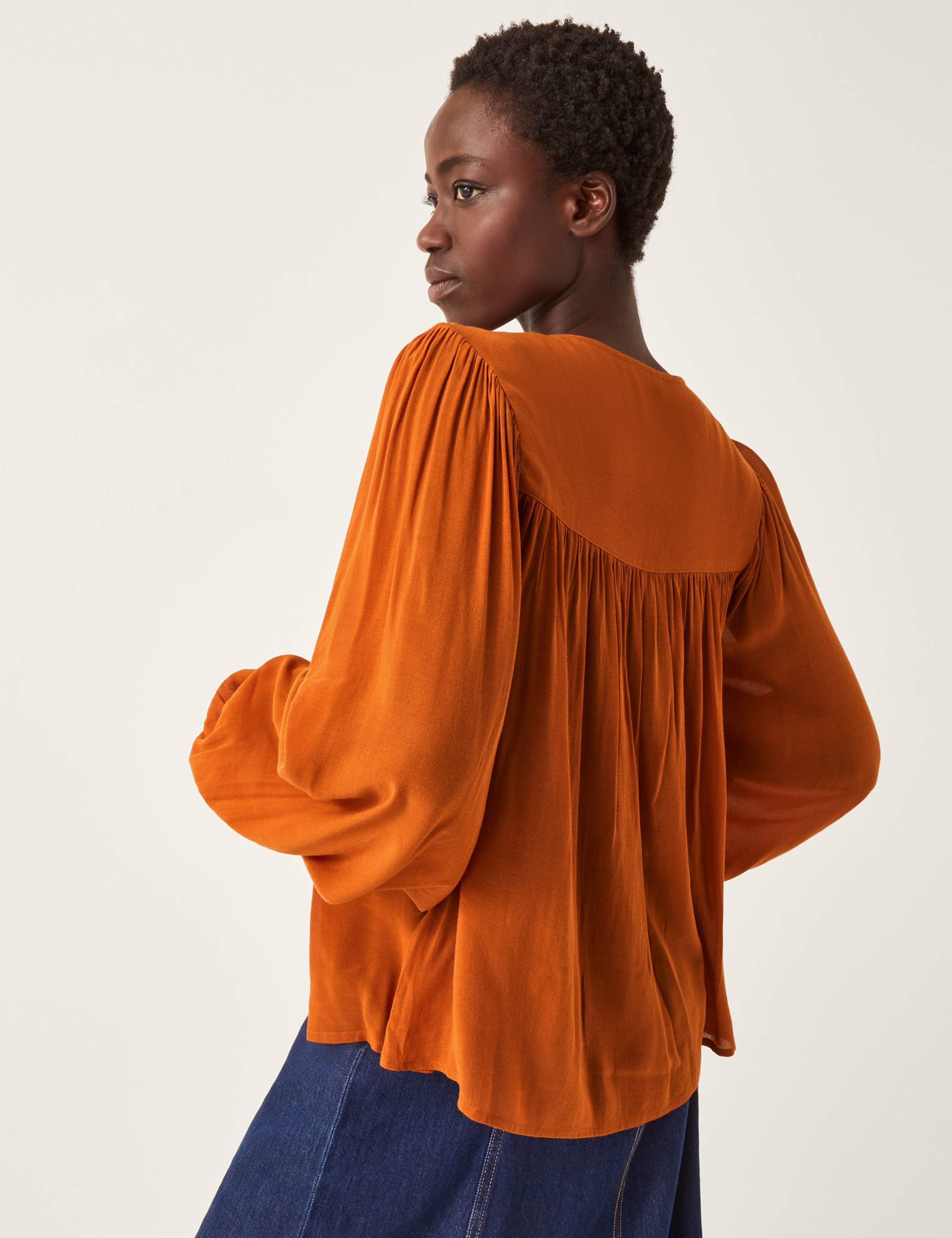 Modal Blend Embroidered Blouson Blouse 3 of 5