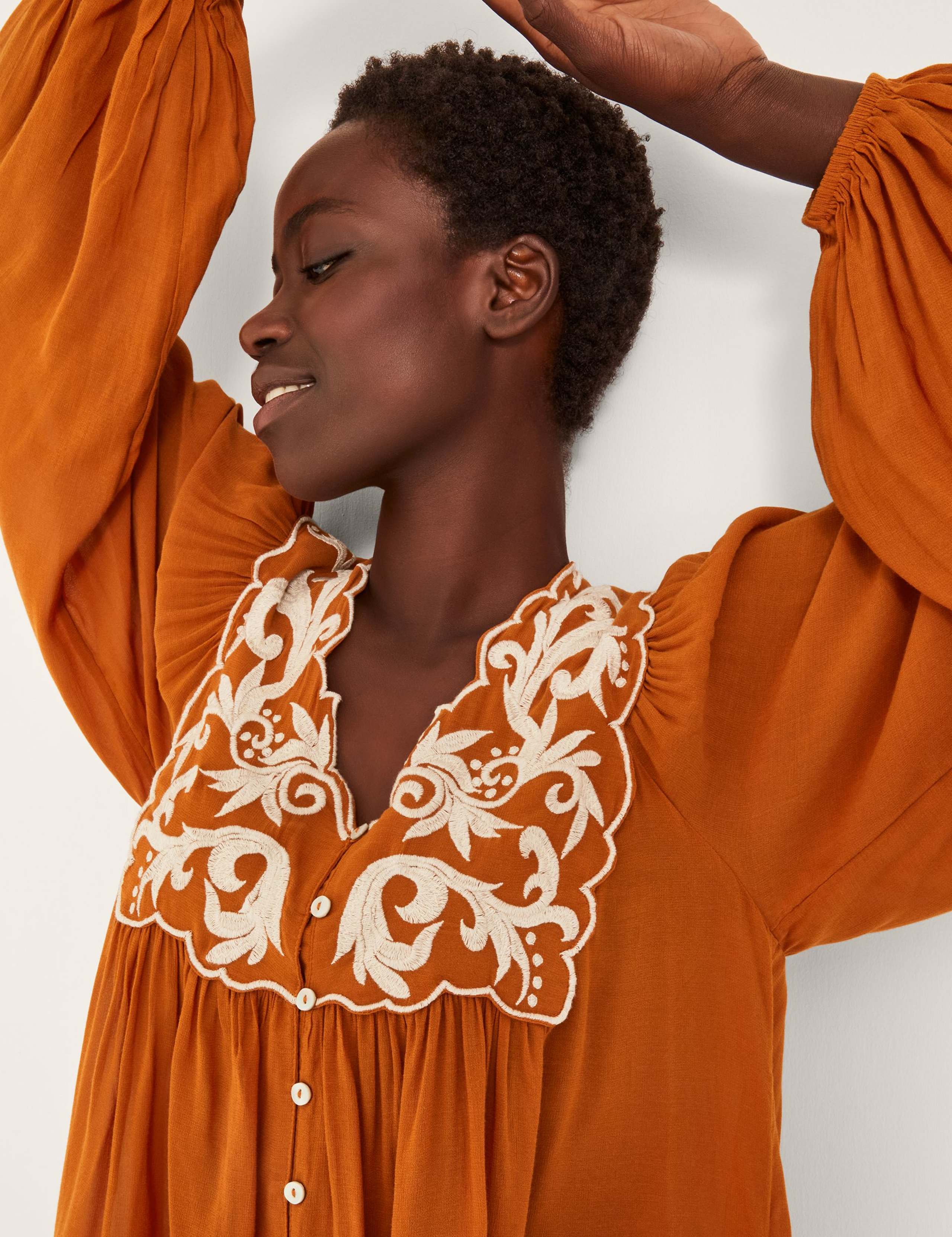 Modal Blend Embroidered Blouson Blouse 4 of 5