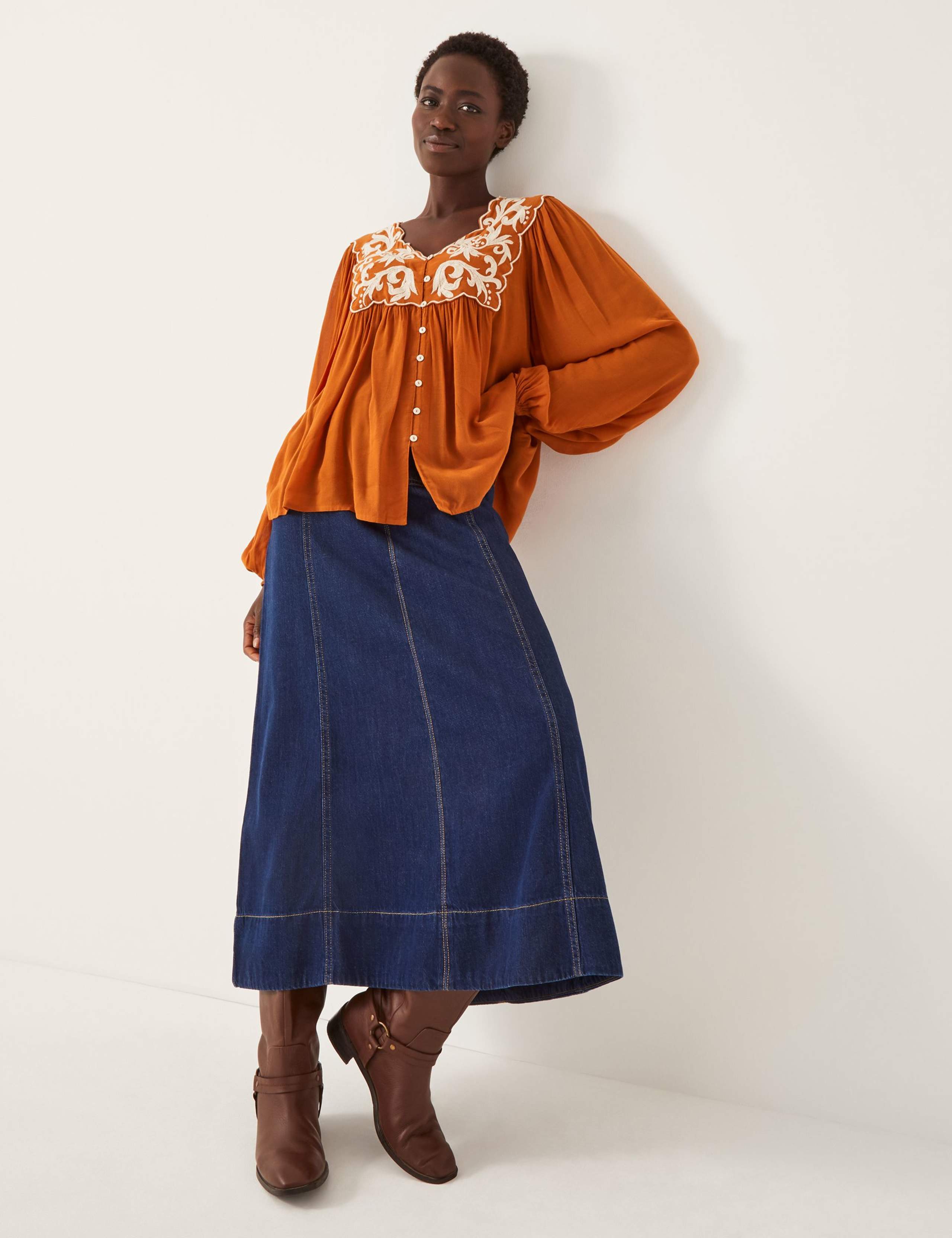 Modal Blend Embroidered Blouson Blouse 5 of 5