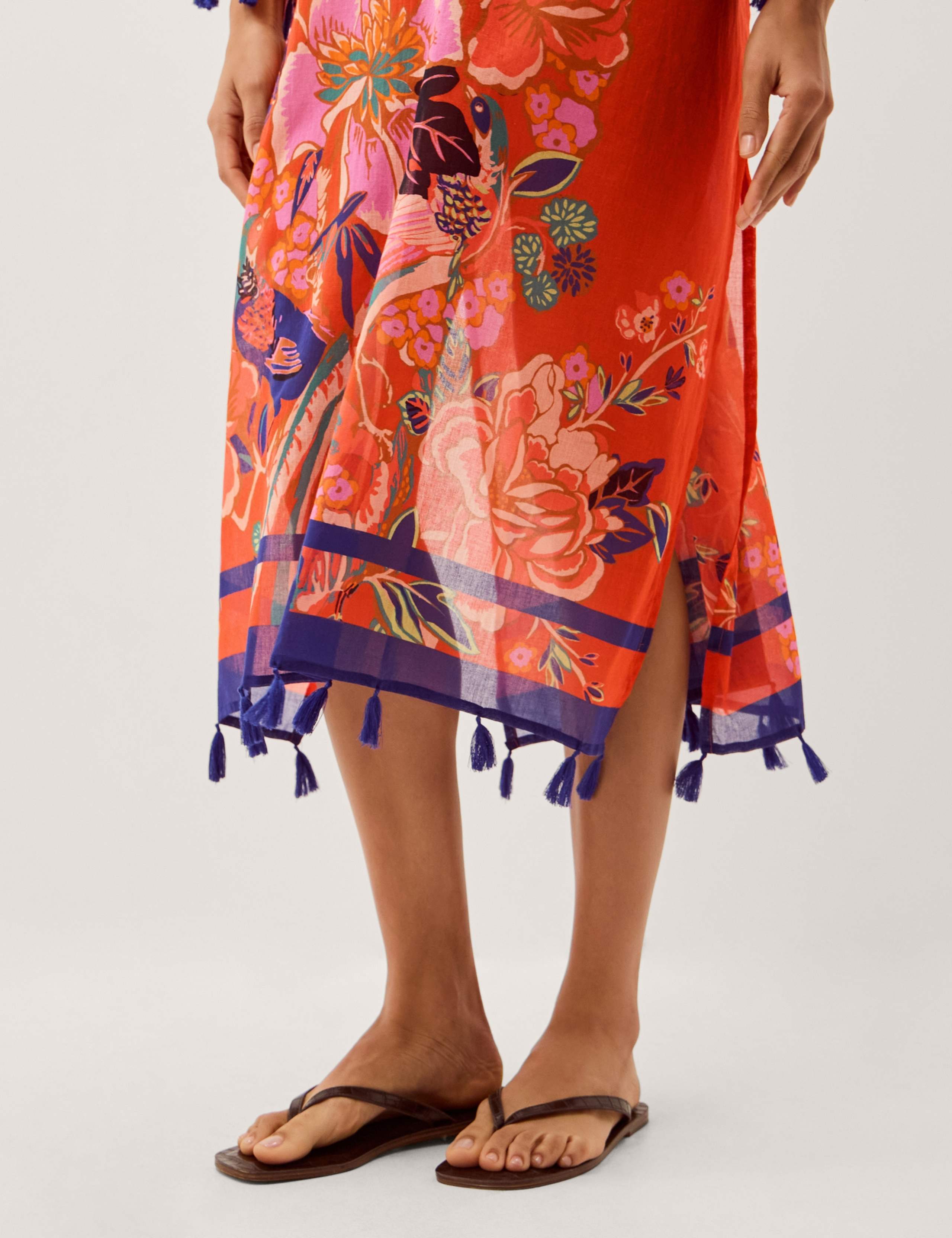 Cotton Rich Floral Lace Up Kaftan 4 of 6
