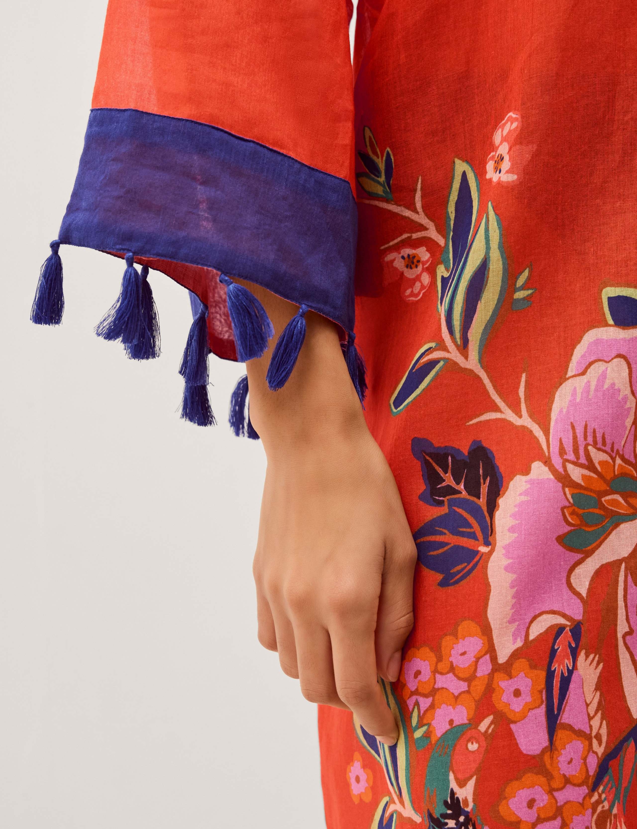 Cotton Rich Floral Lace Up Kaftan 5 of 6