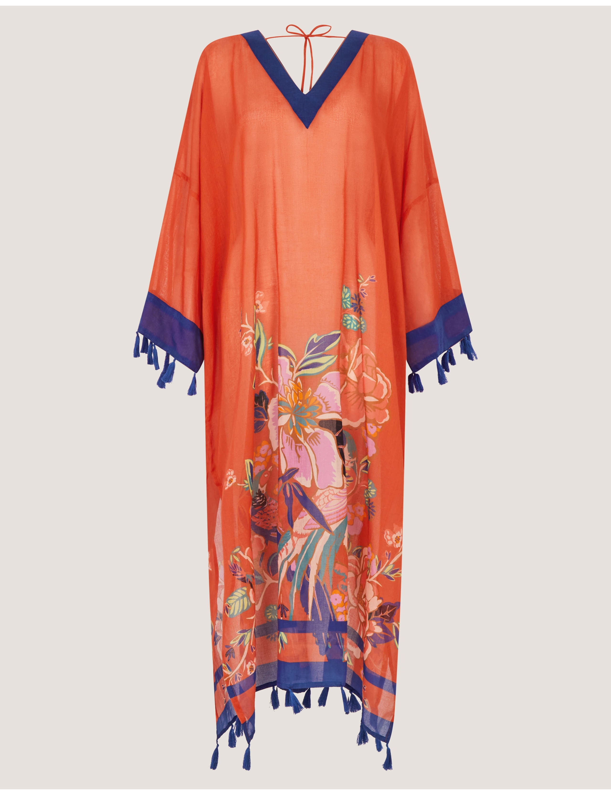 Cotton Rich Floral Lace Up Kaftan 2 of 6
