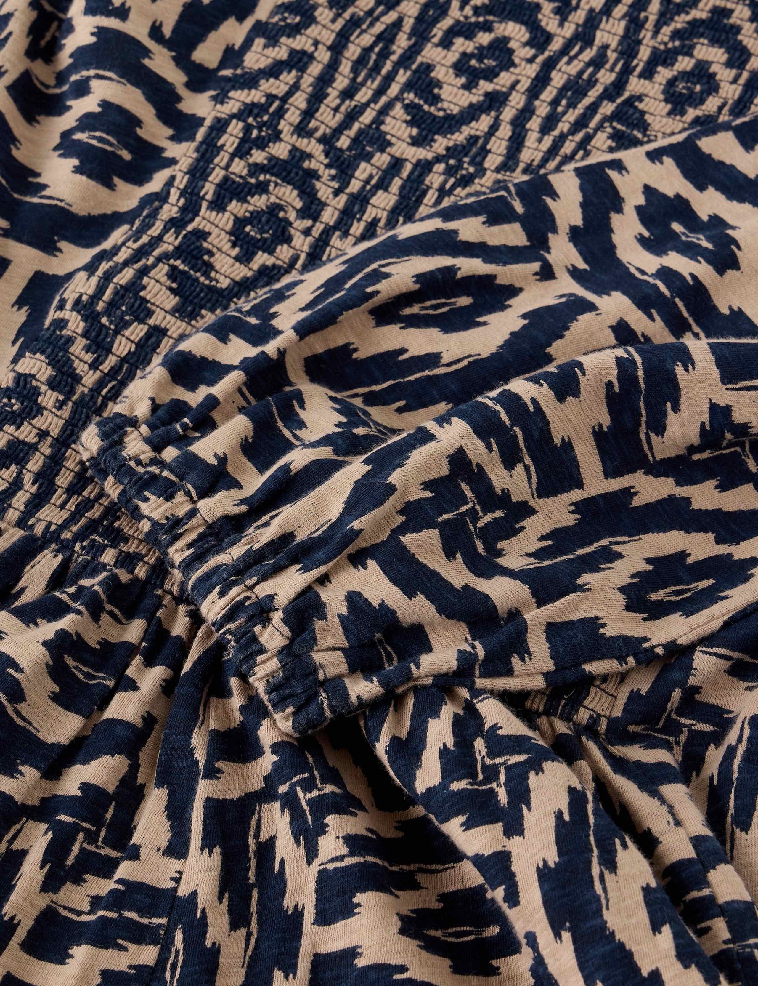 Cotton Rich Patterned V Neck Knee Length Dress 6 of 6