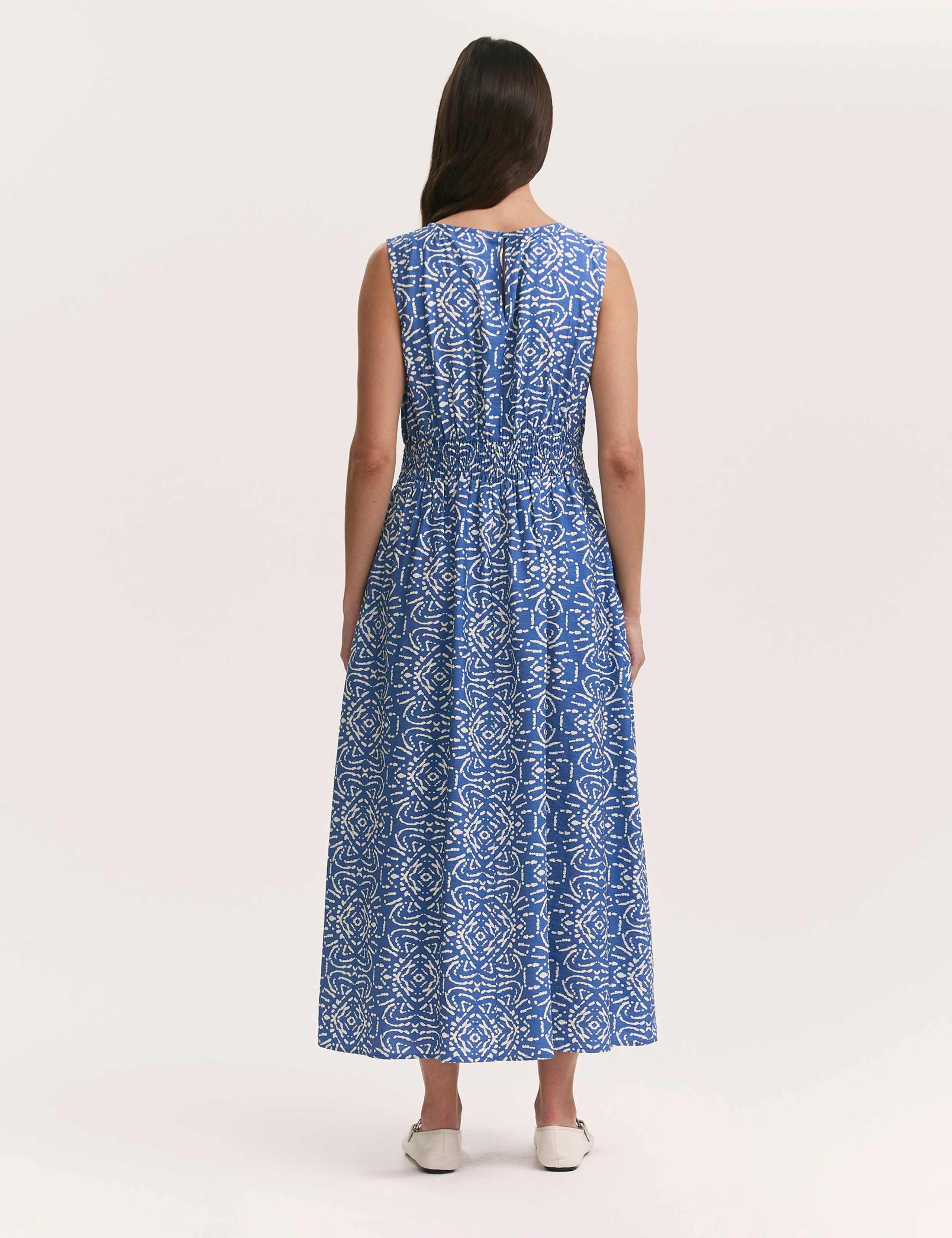 Printed Slash Neck Midi Waisted Dress 3 of 4