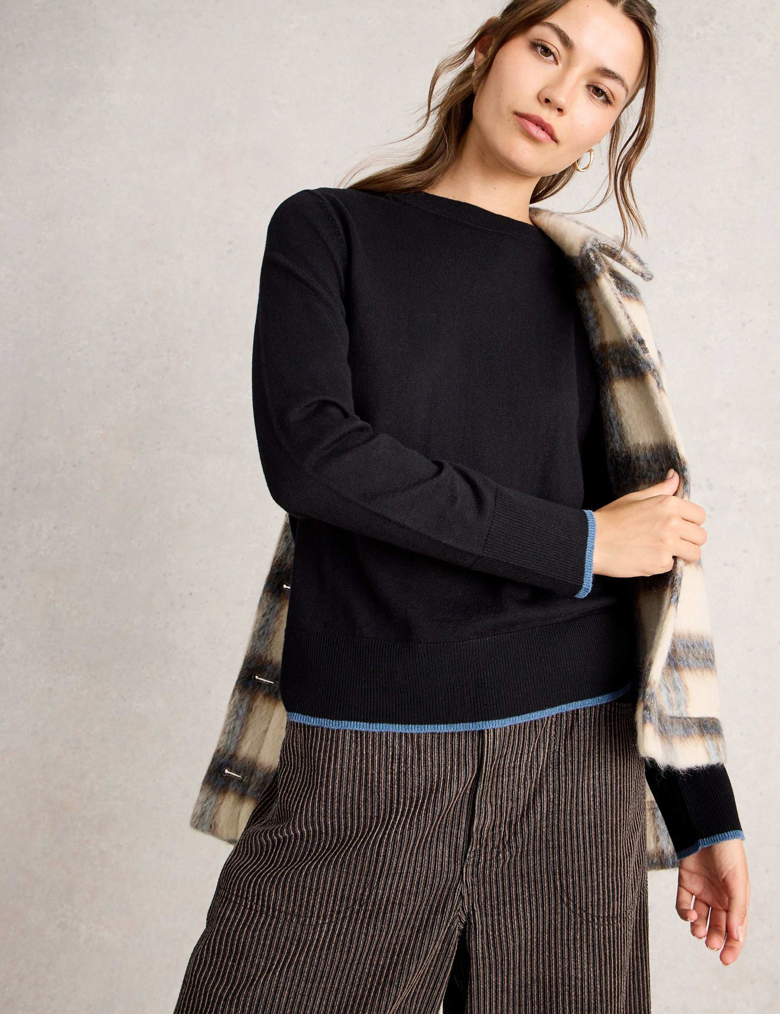 Merino Wool Blend Tipped Detail Jumper 3 of 6