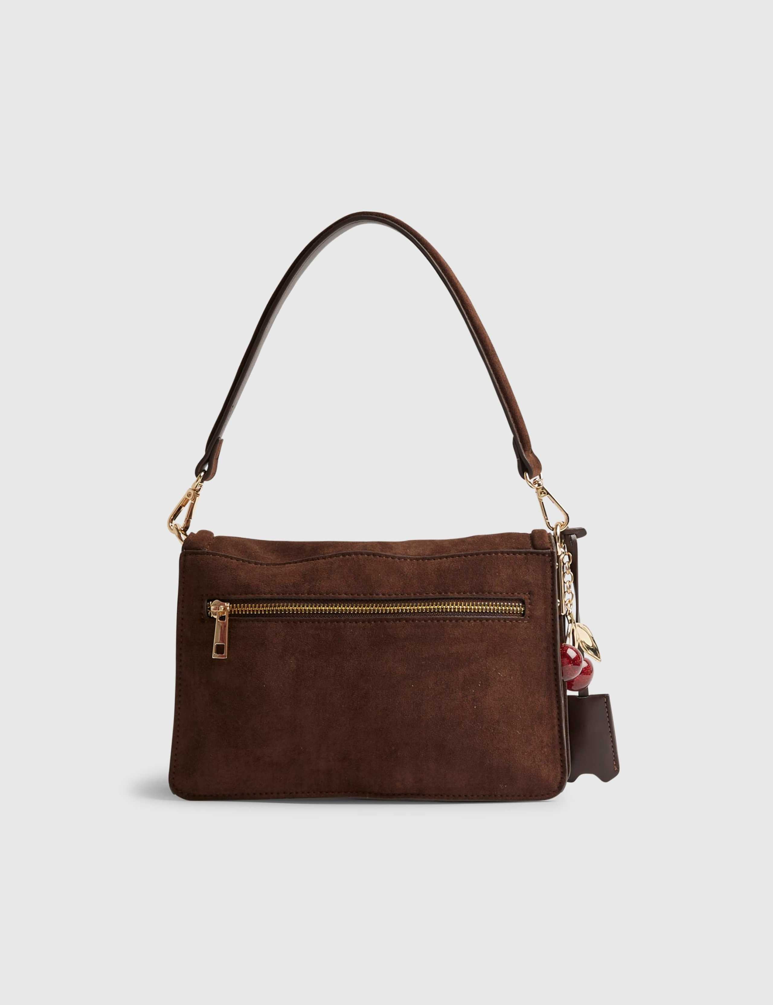 Faux Suede Cherry Charm Shoulder Bag 2 of 5
