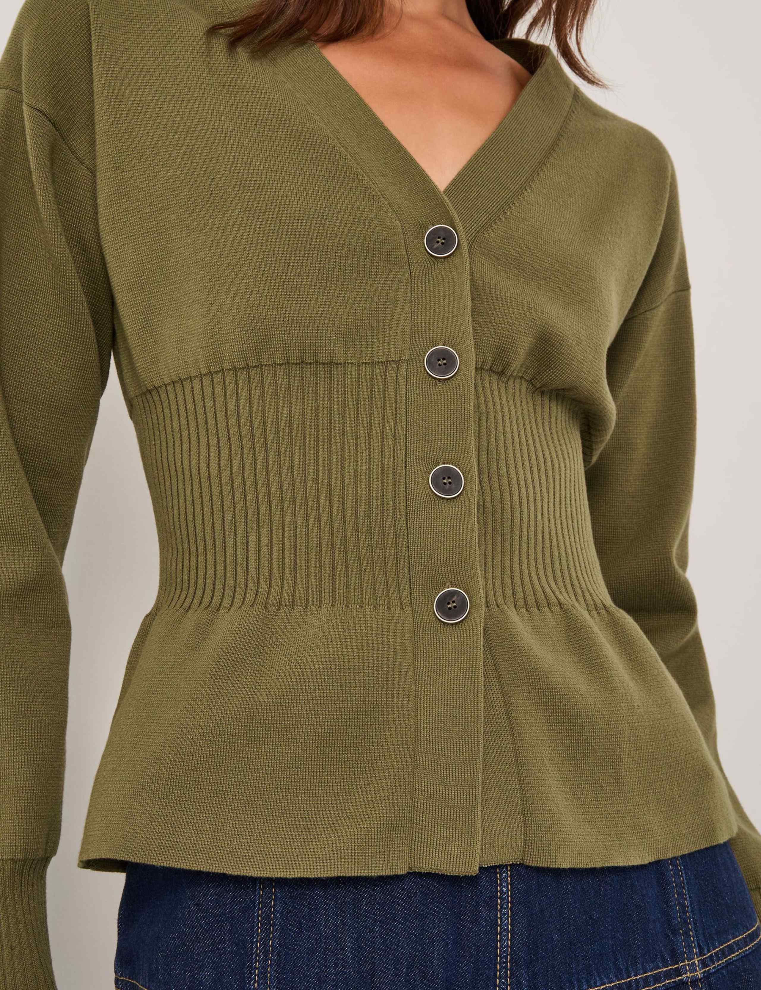 Fitted V-Neck Cinched Waist Cardigan 5 of 5