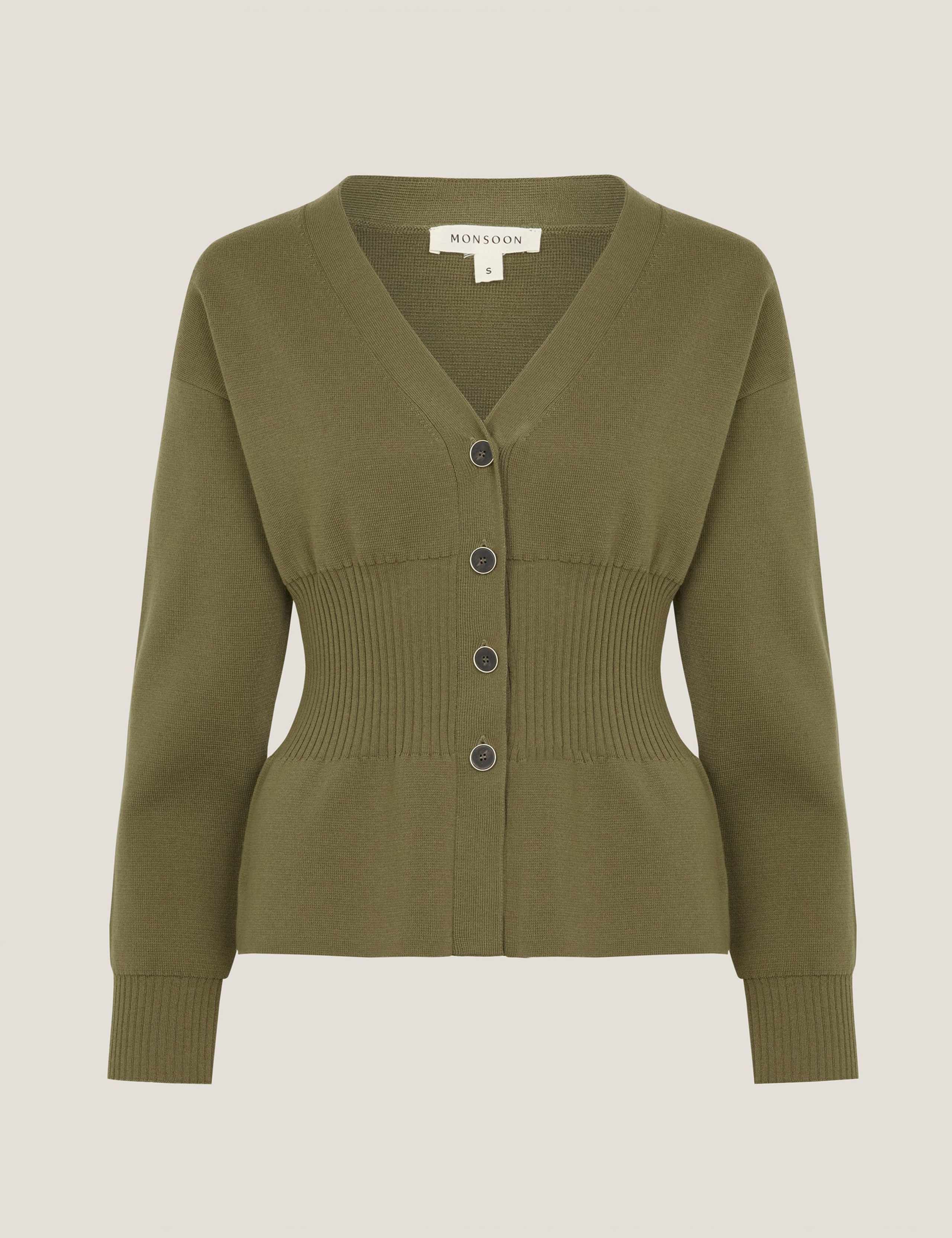 Fitted V-Neck Cinched Waist Cardigan 2 of 5