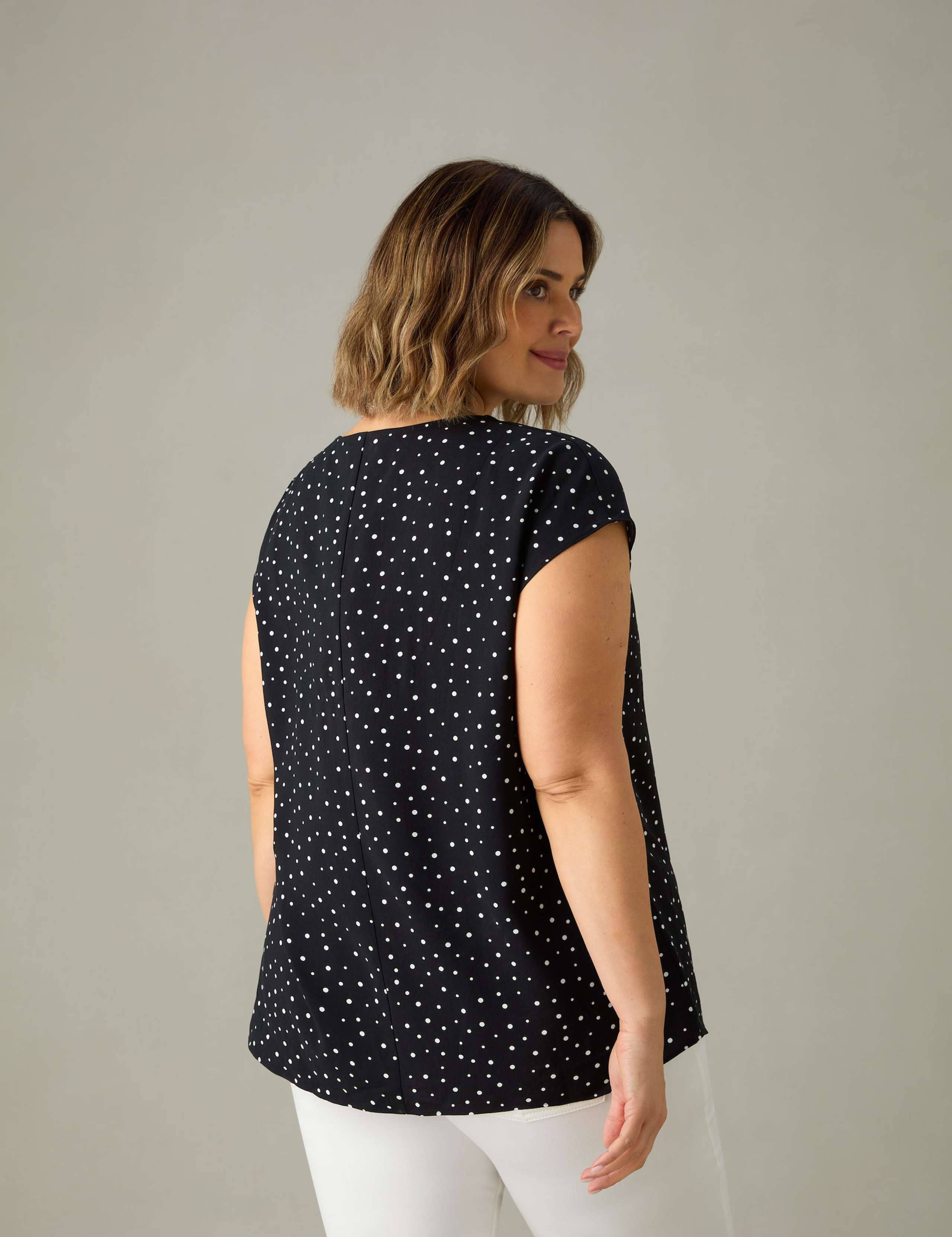 Polka Dot V-Neck Top 2 of 5