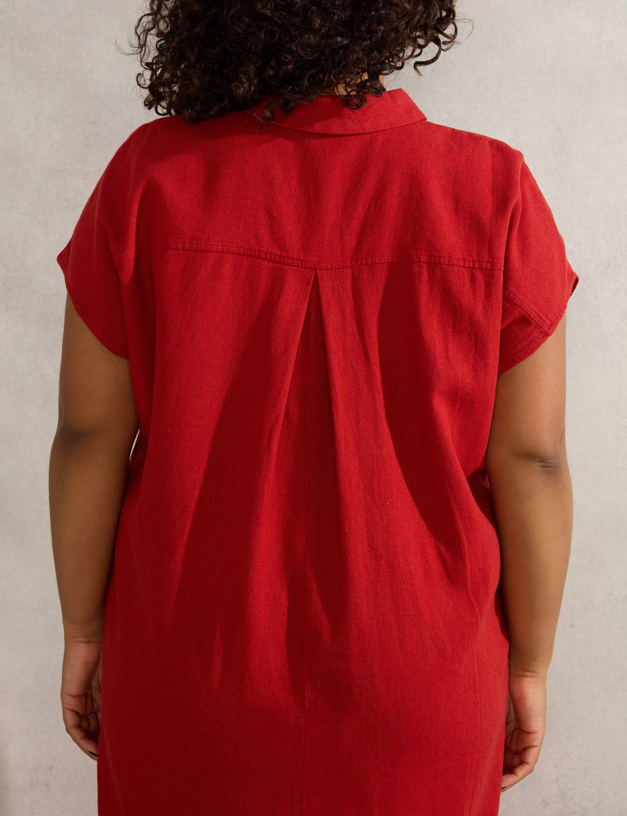Linen Blend Midi Shirt Dress 4 of 5