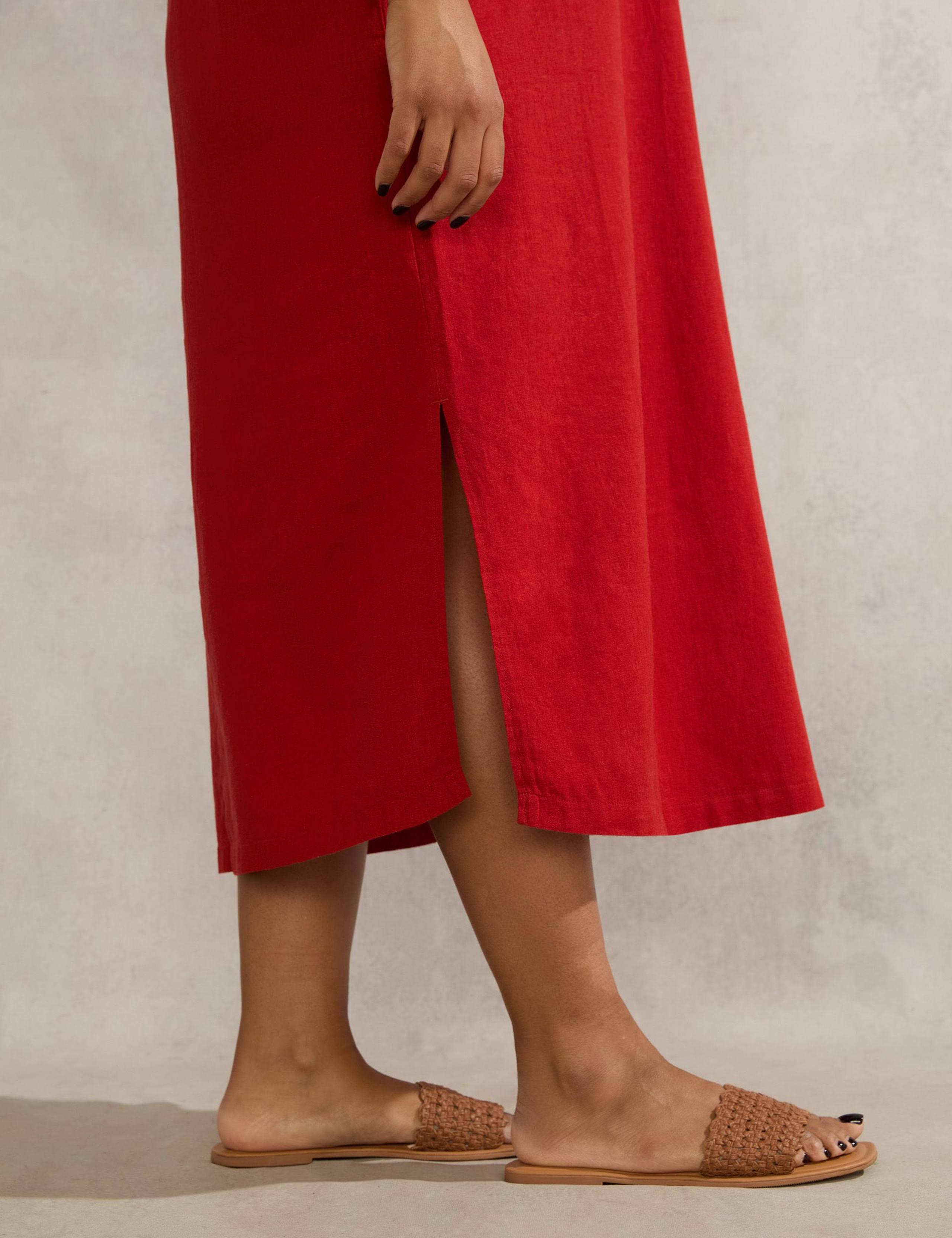 Linen Blend Midi Shirt Dress 5 of 5