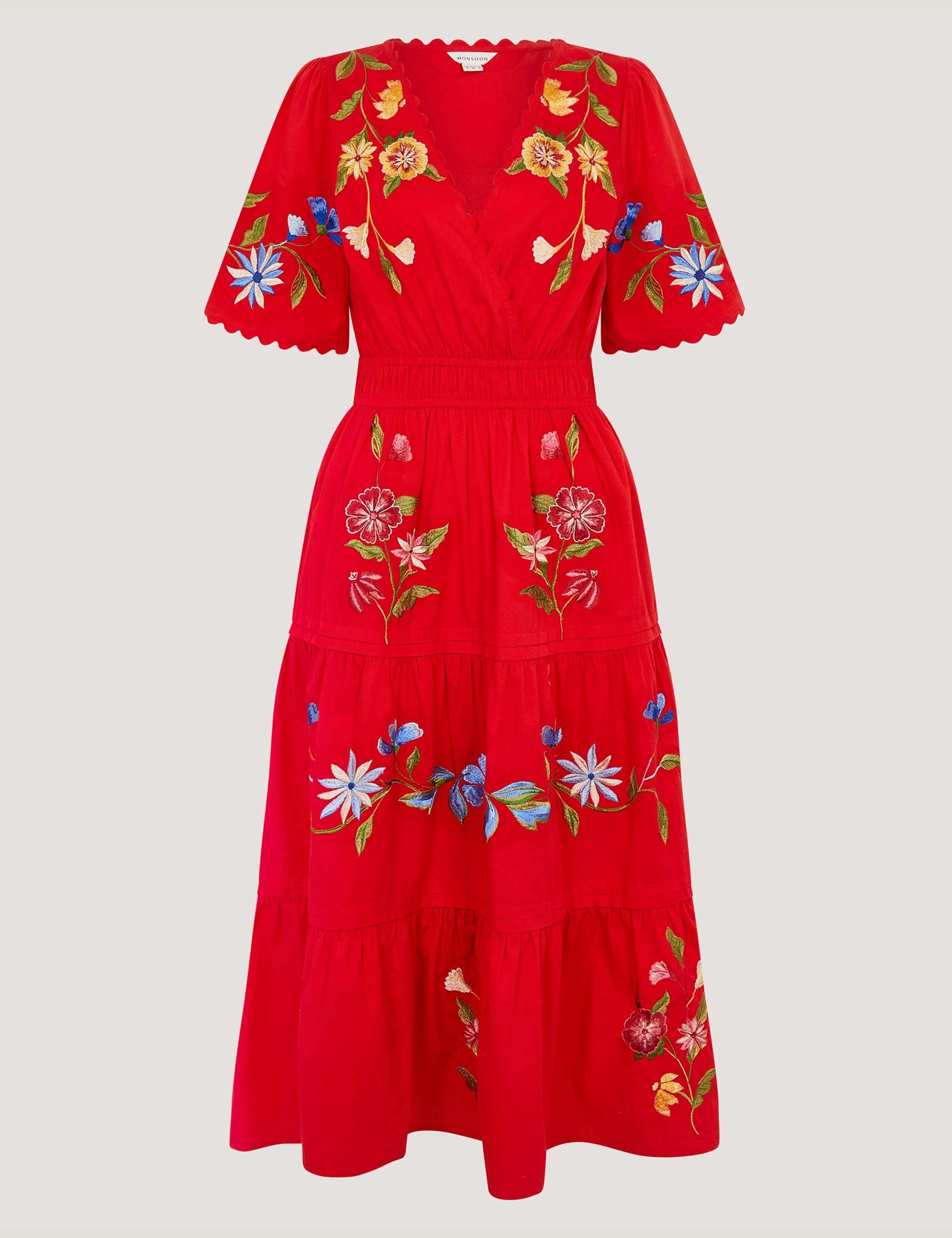 Pure Cotton Embroidered V-Neck Midi Dress 2 of 5