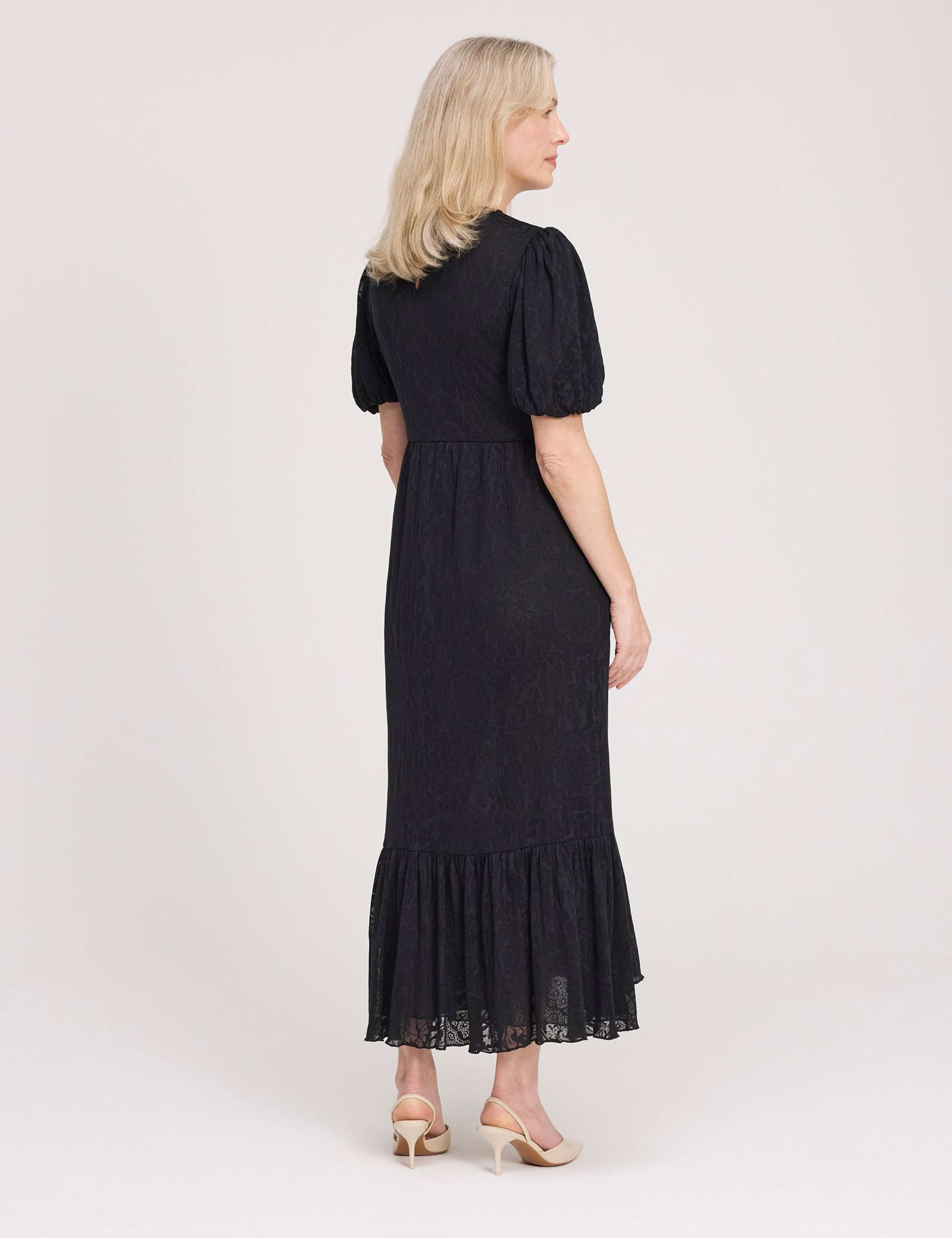 Mesh Floral Embroidered Midi Tiered Dress 3 of 5