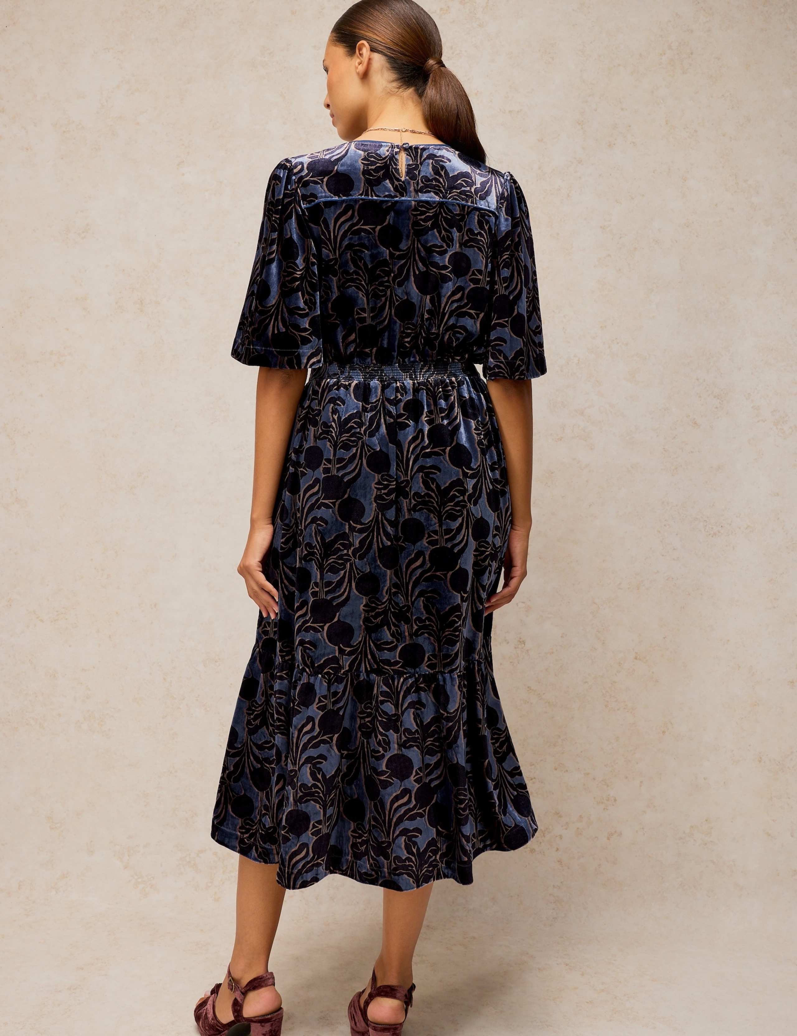 Velvet Notch Neck Midi Dress 3 of 6