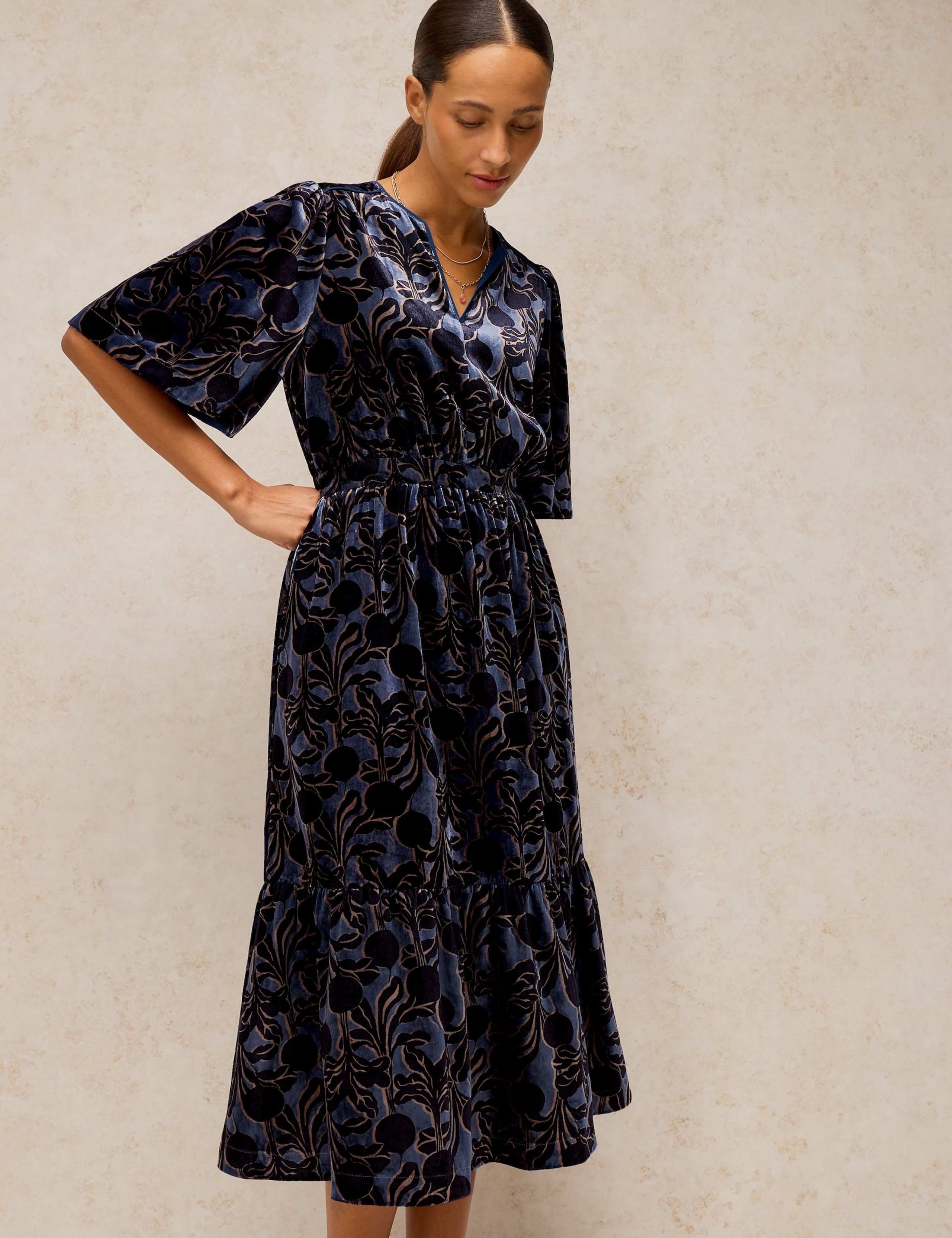 Velvet Notch Neck Midi Dress 4 of 6