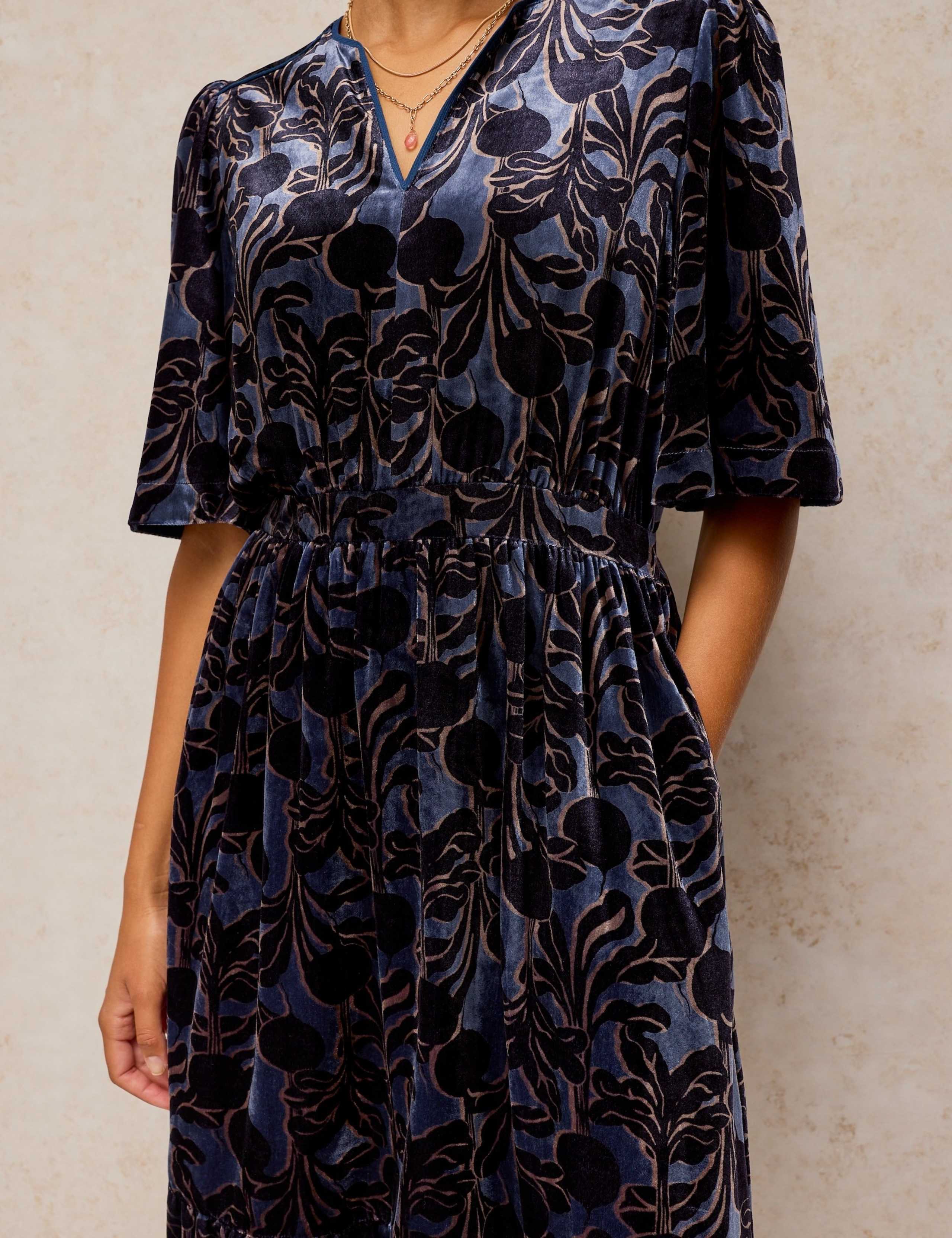 Velvet Notch Neck Midi Dress 5 of 6