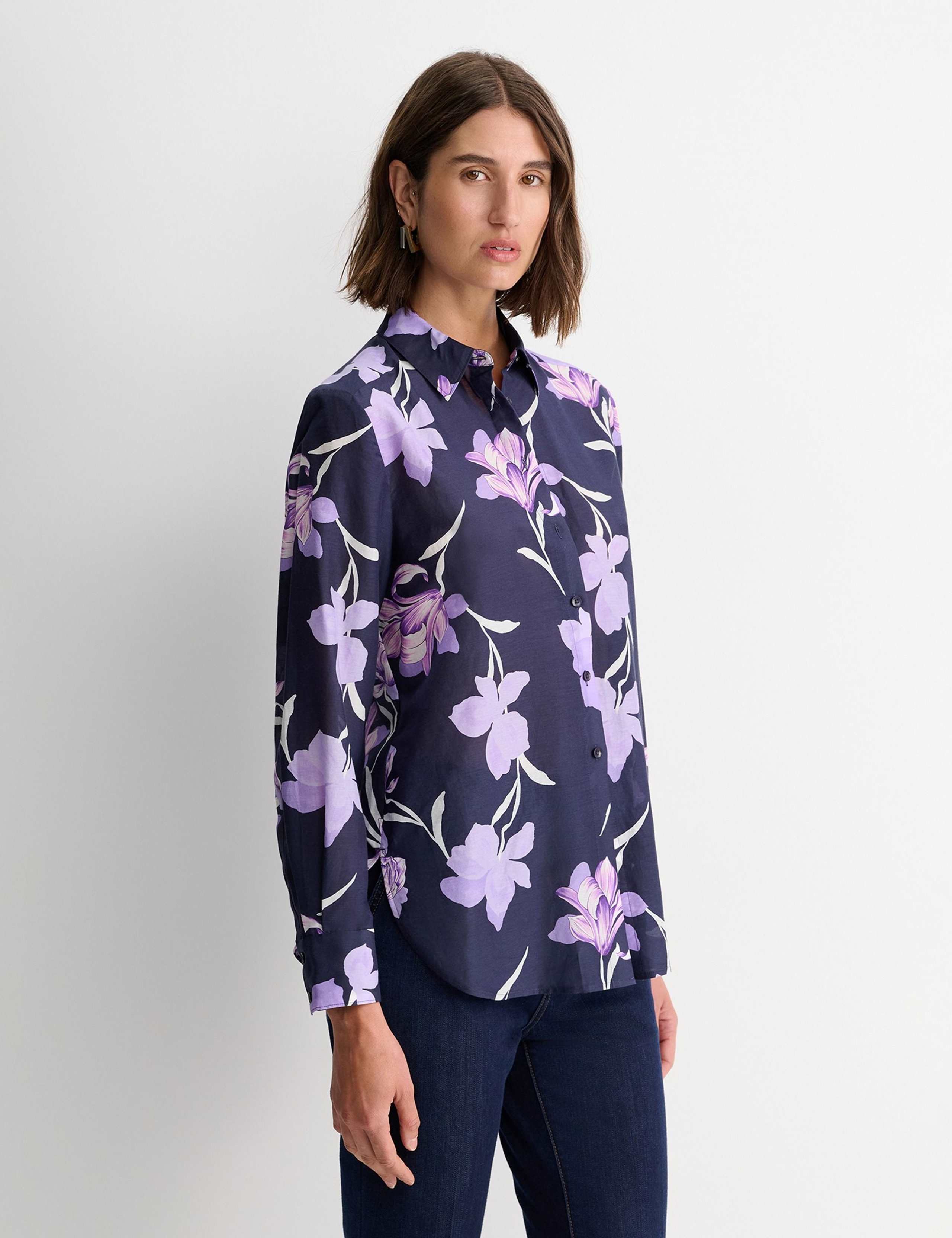 Cotton Rich Floral Collared Shirt with Silk 3 of 5