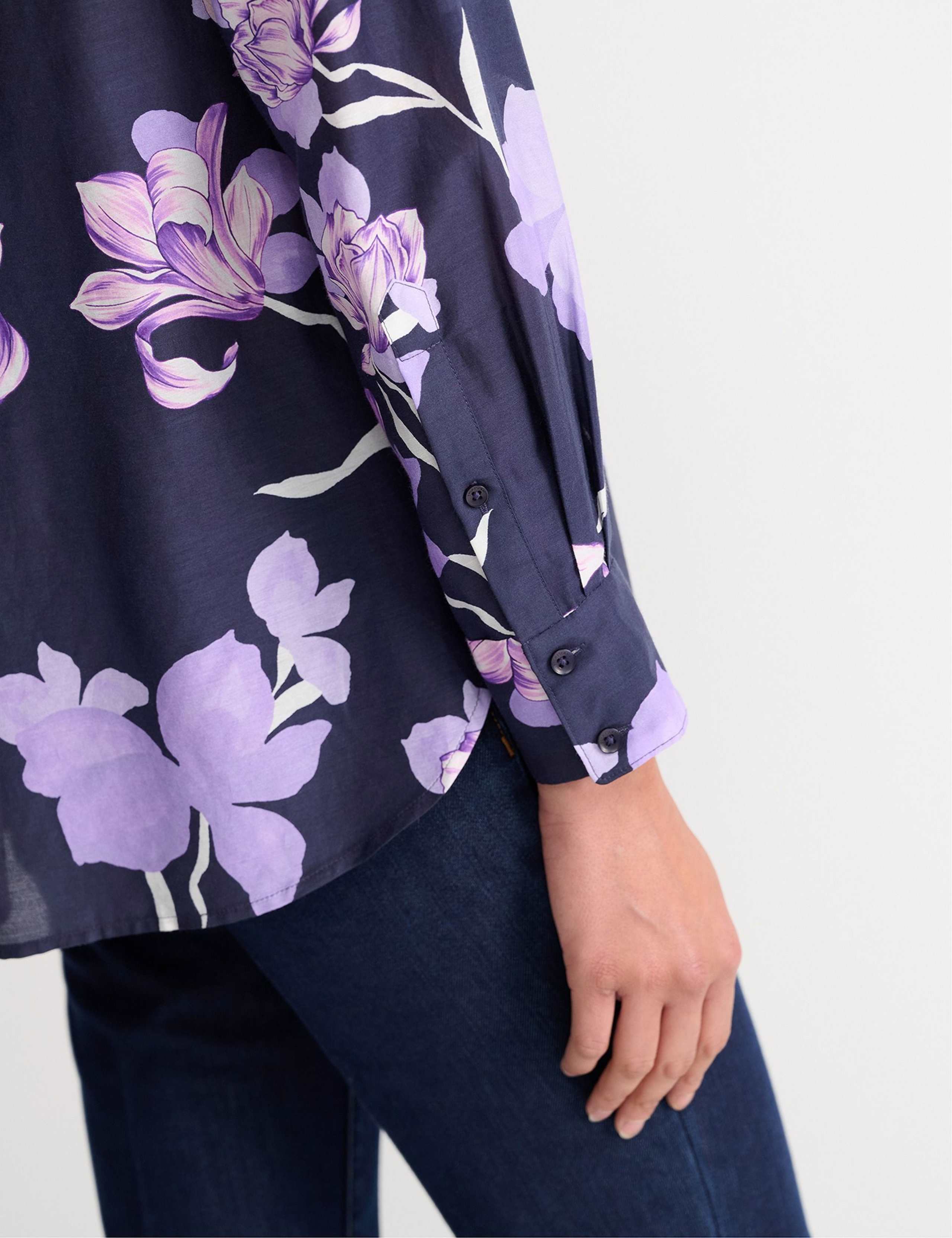 Cotton Rich Floral Collared Shirt with Silk 4 of 5
