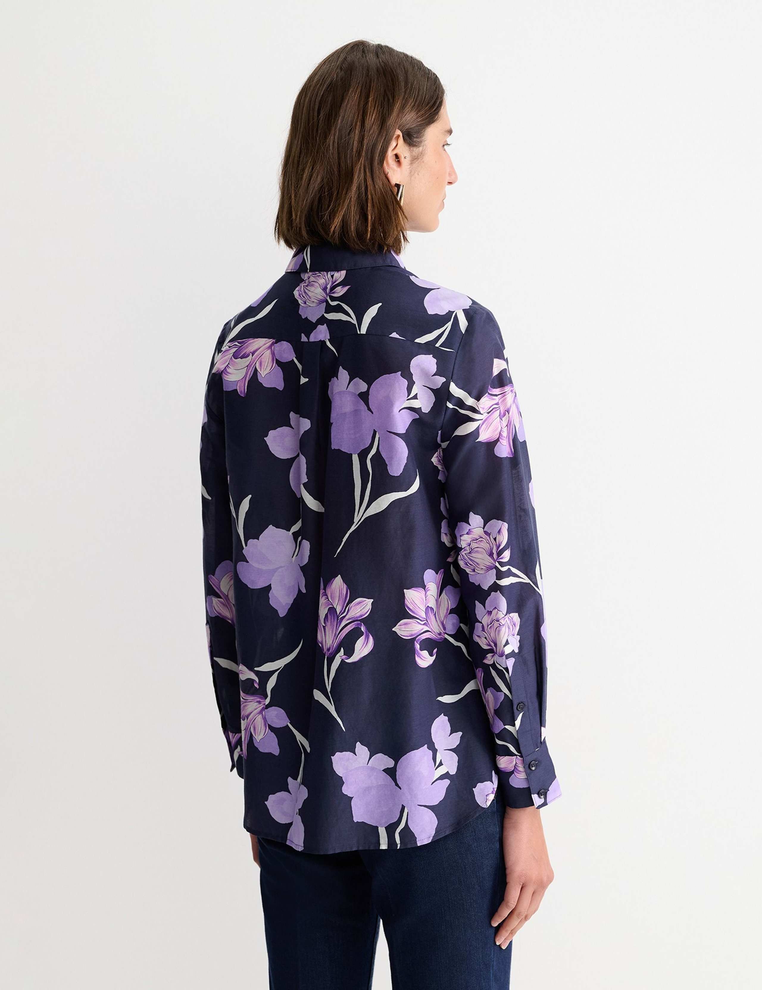 Cotton Rich Floral Collared Shirt with Silk 5 of 5