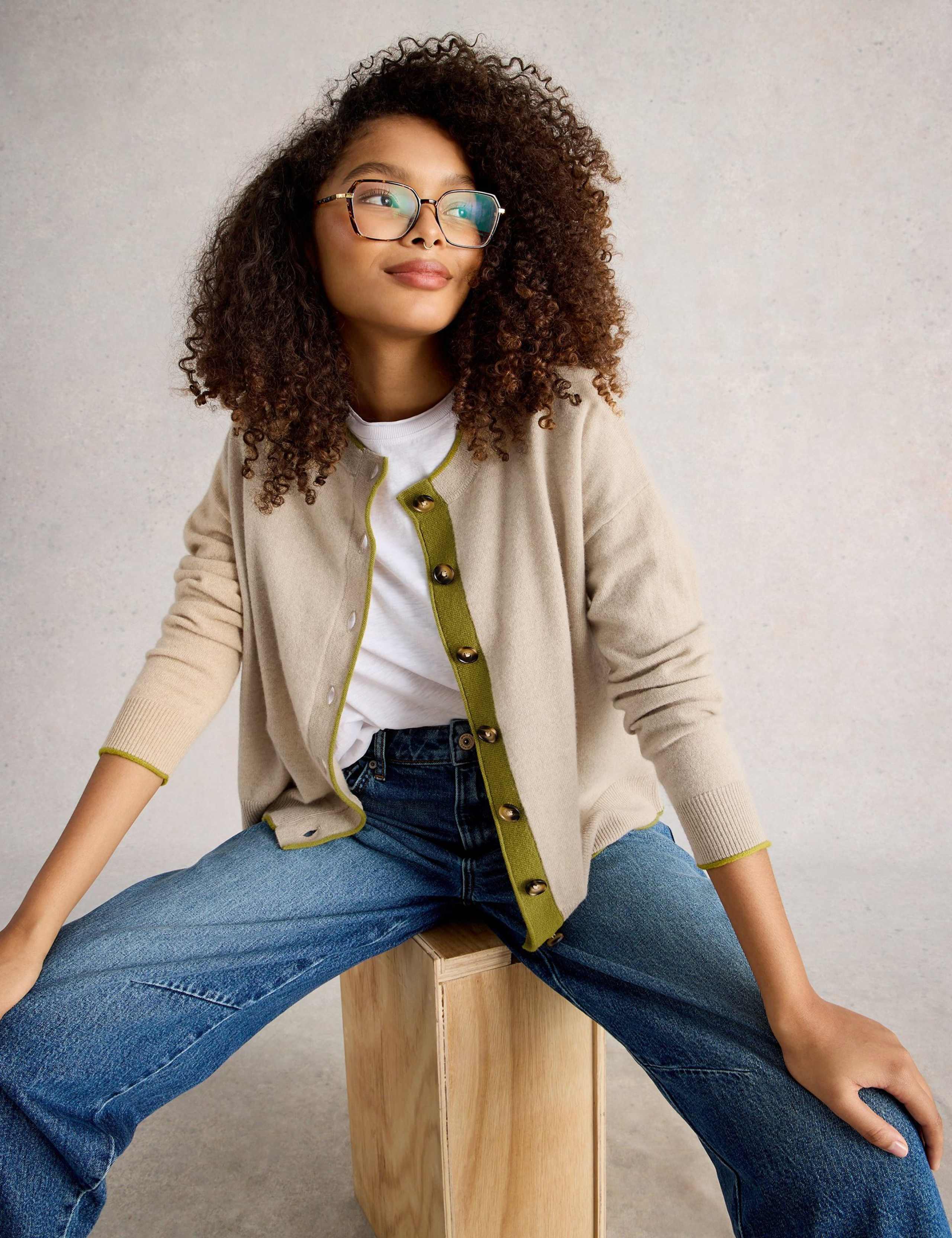 Pure Cashmere Crew Neck Cardigan 3 of 6