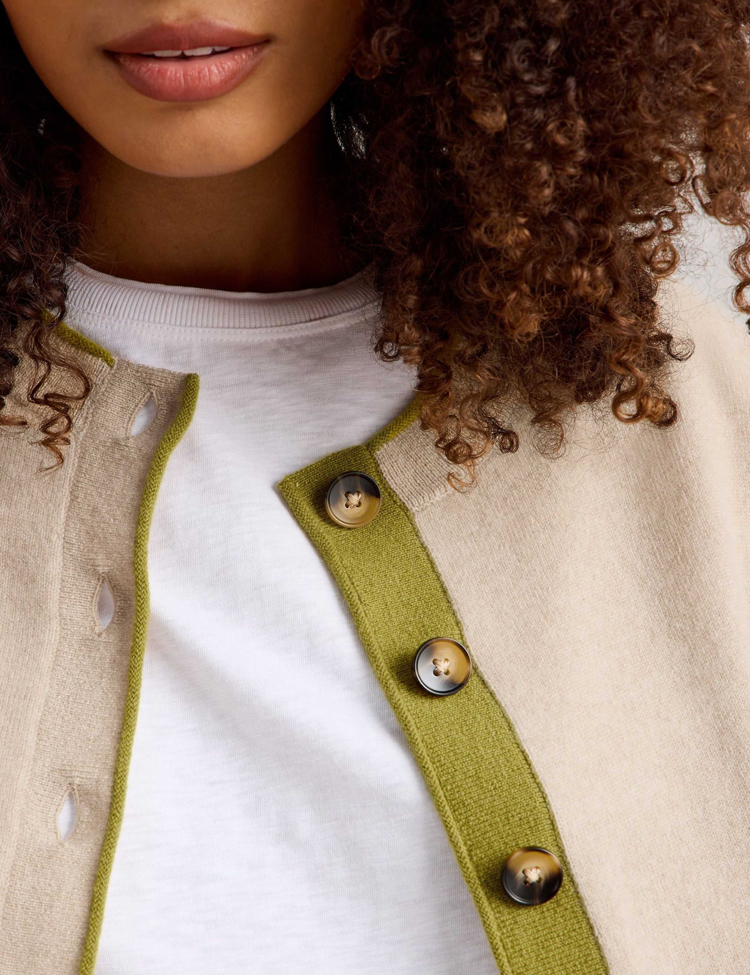 Pure Cashmere Crew Neck Two Tone Cardigan 4 of 6