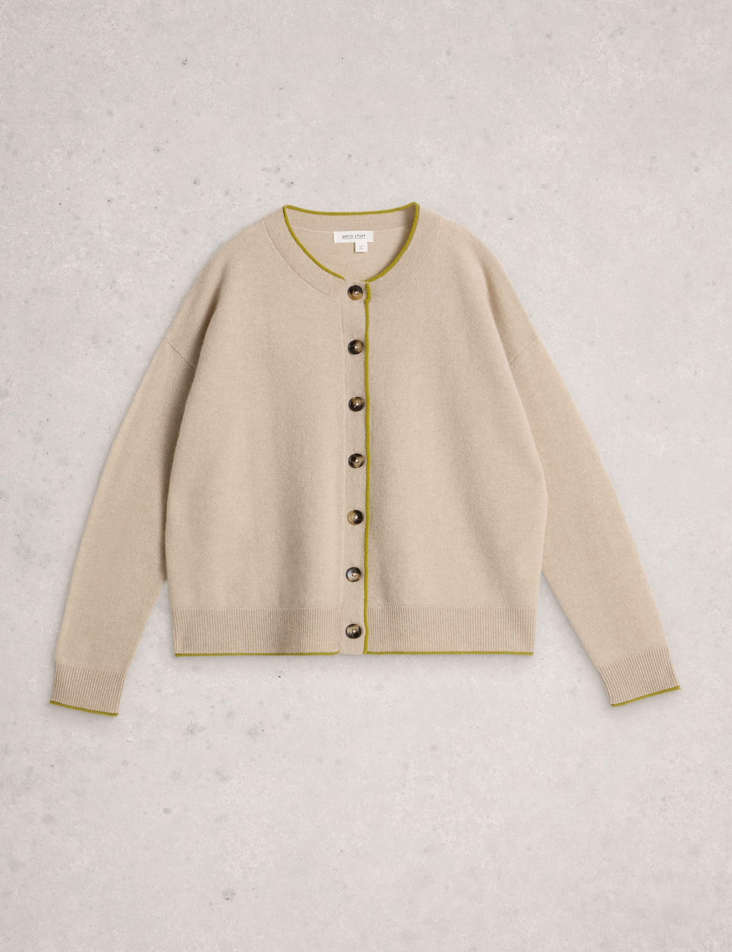 Pure Cashmere Crew Neck Two Tone Cardigan 2 of 6