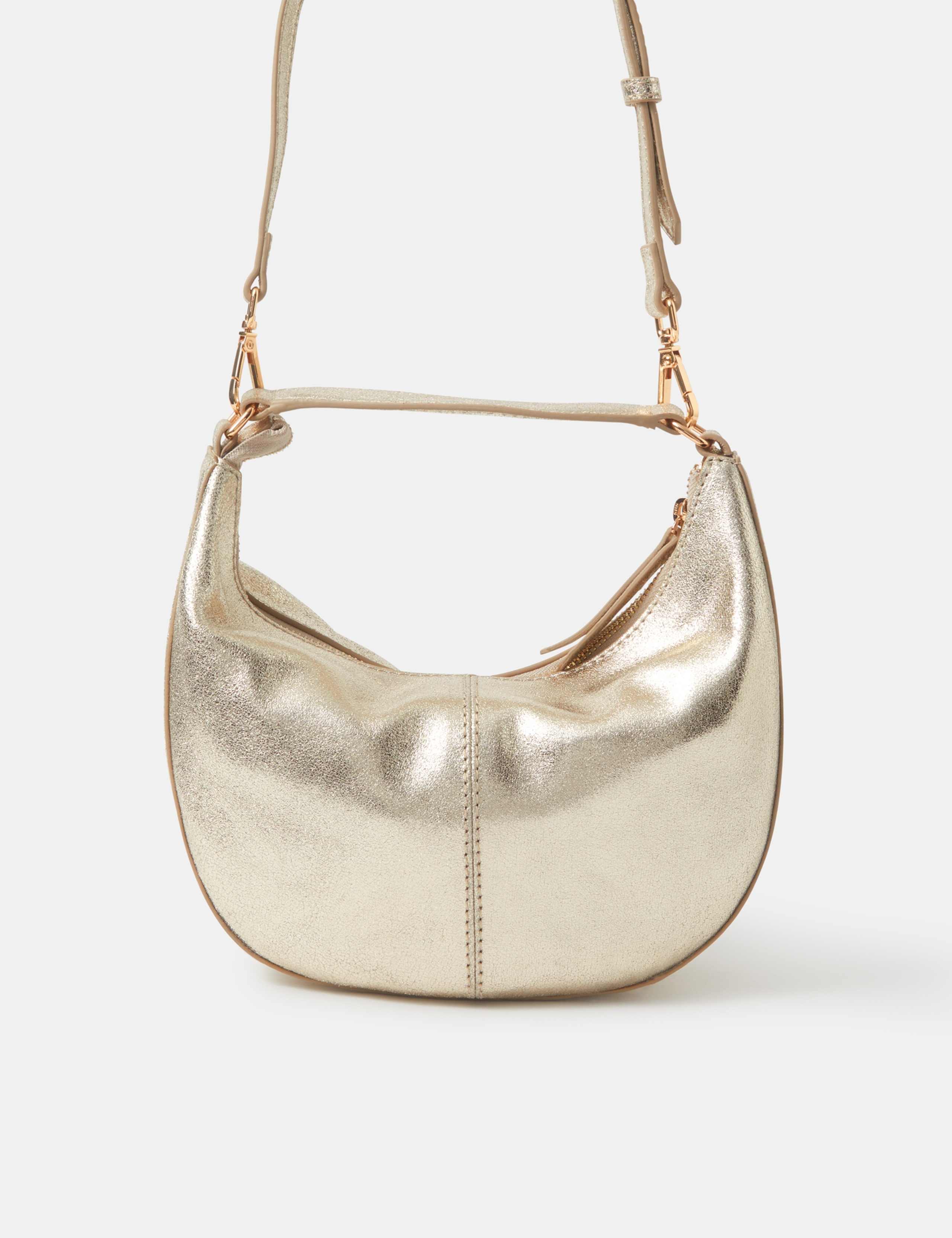 Suede Metallic Cross Body Moon Bag 1 of 4