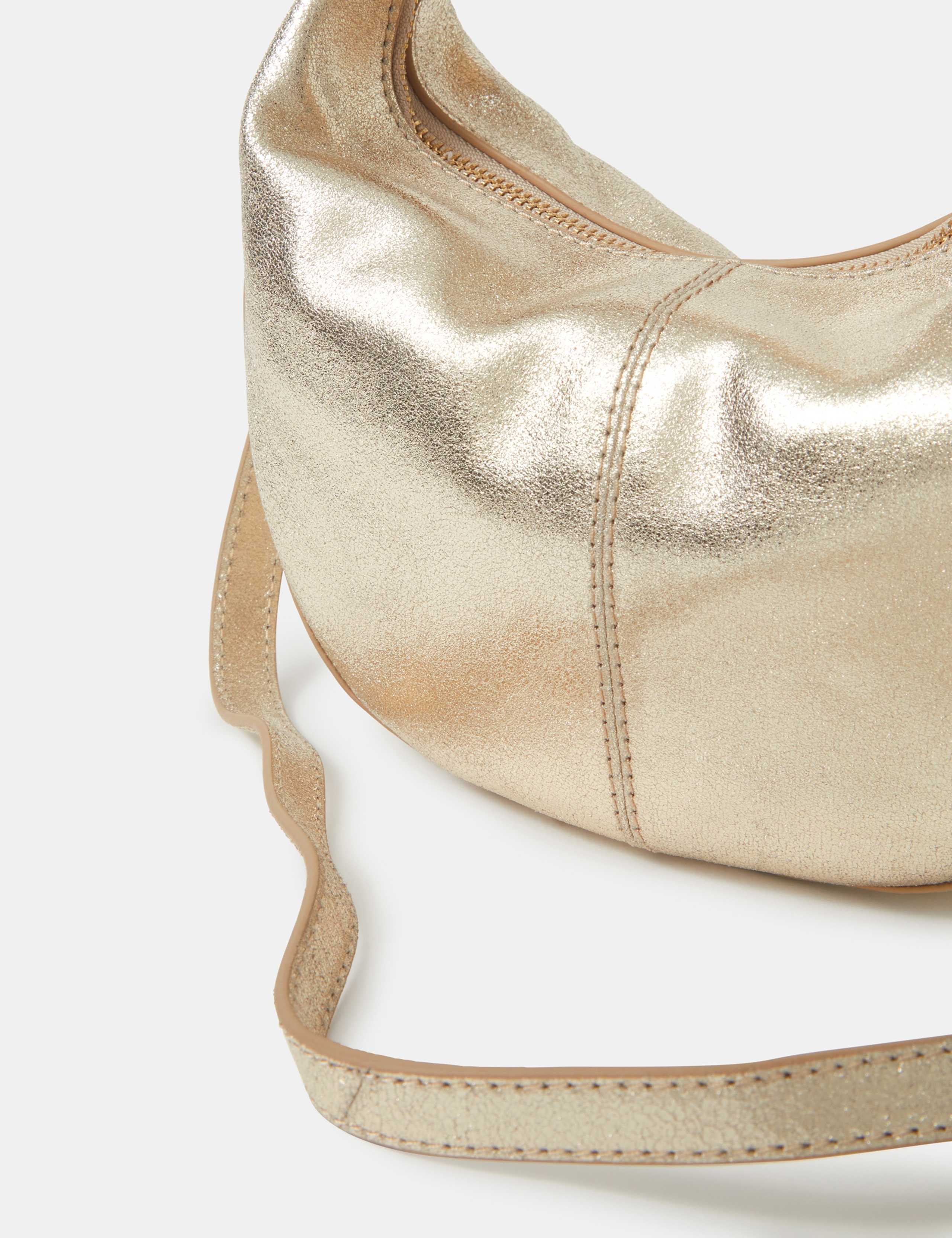 Suede Metallic Cross Body Moon Bag 3 of 4
