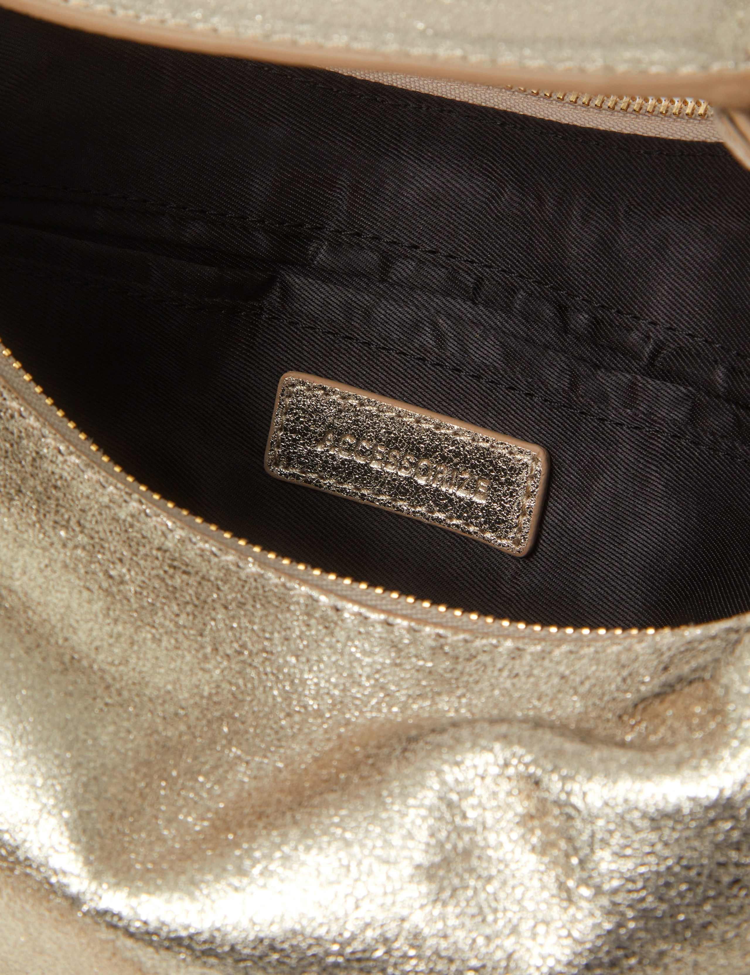 Suede Metallic Cross Body Moon Bag 4 of 4