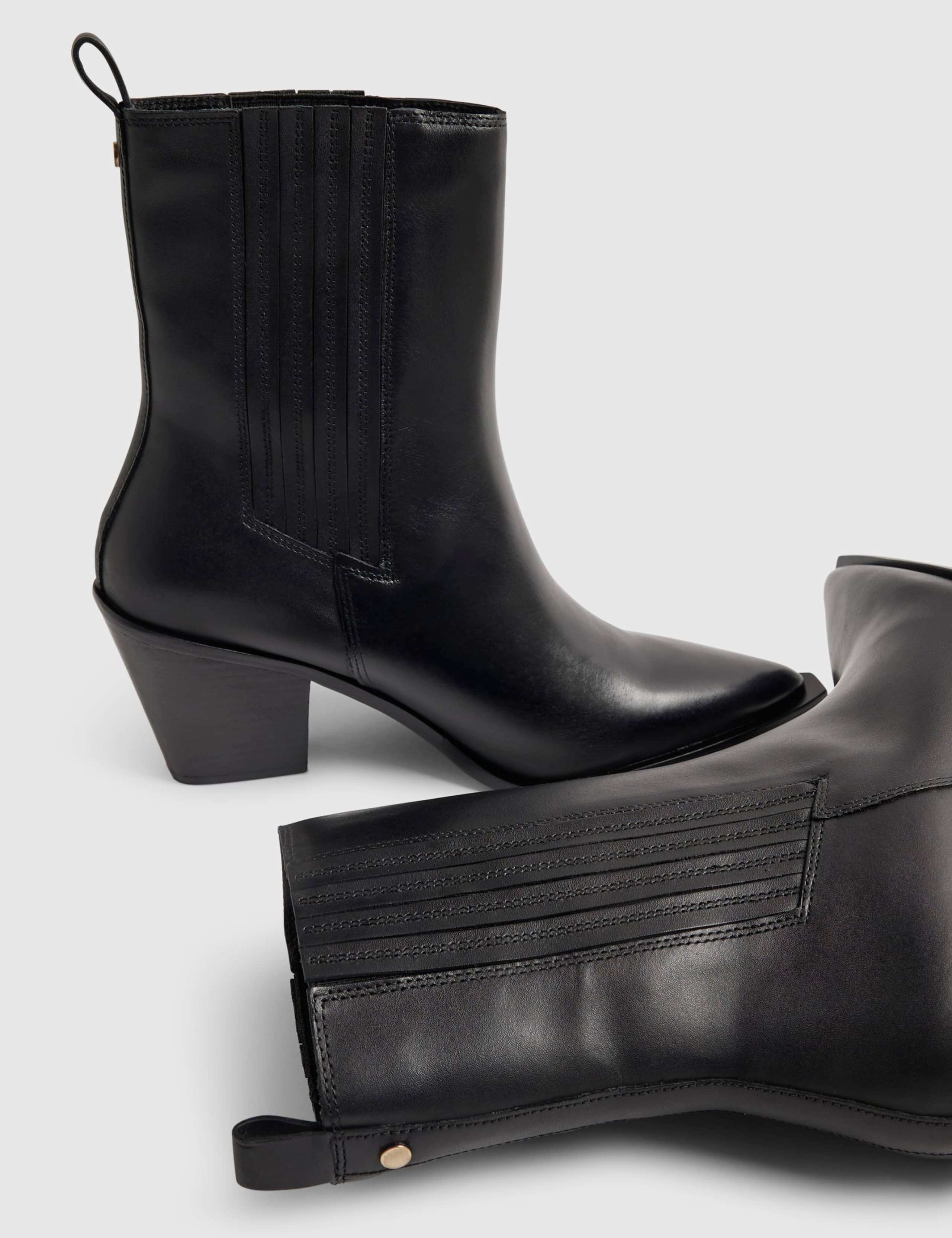 Leather Western Block Heel Ankle Boots 5 of 5