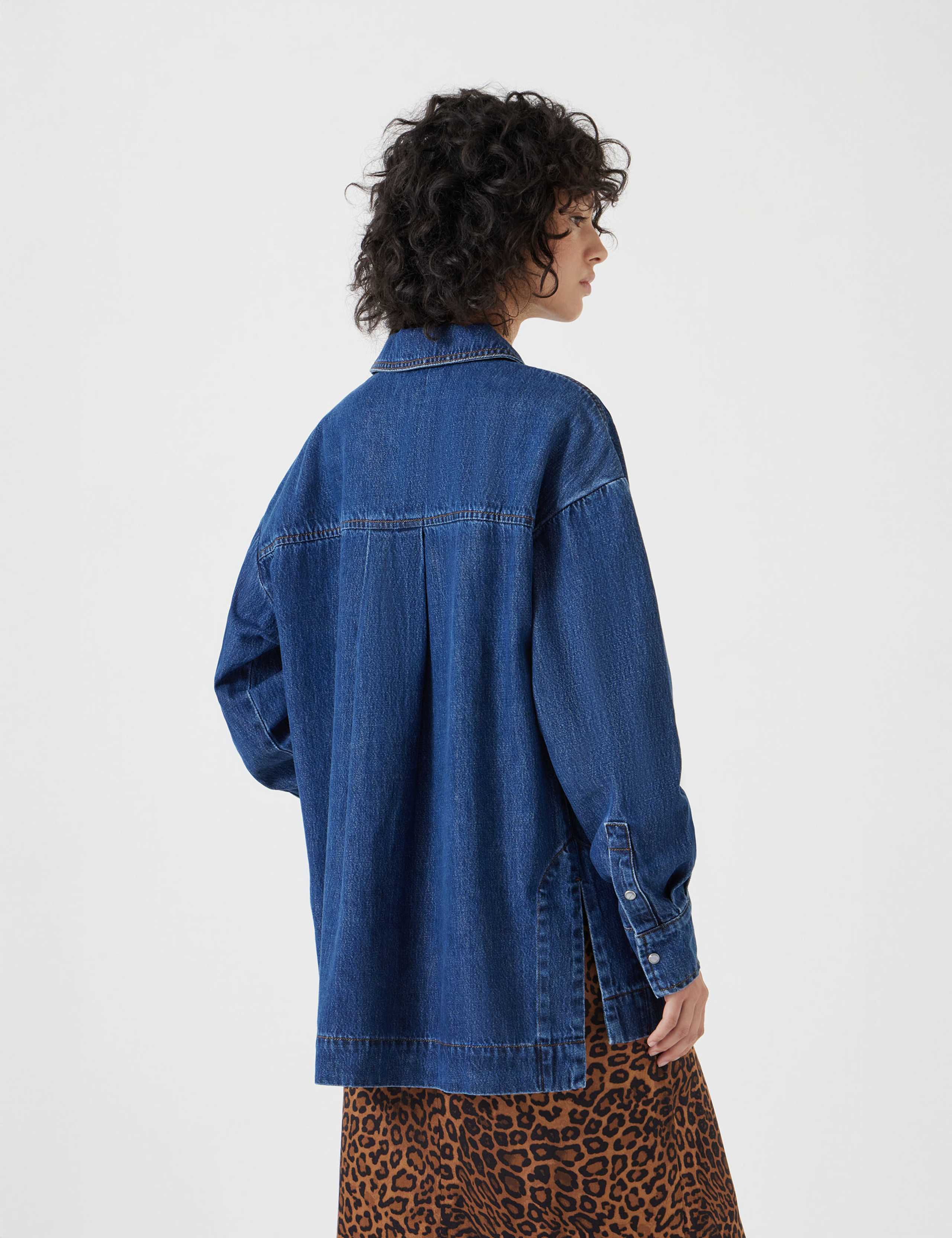Denim Oversized Pullover Shirt 3 of 5