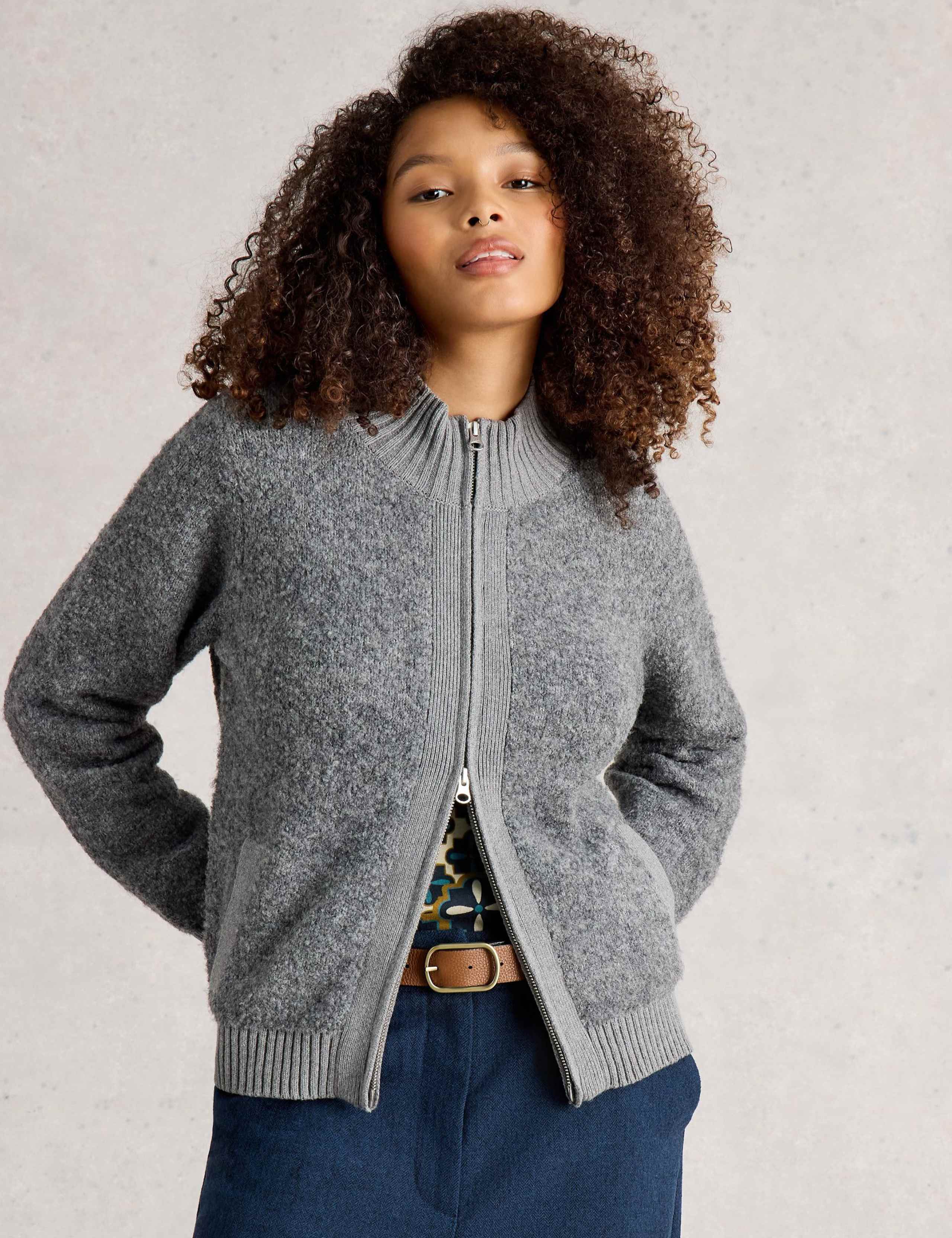 Boucle Cardigan with Cotton and Wool 3 of 6
