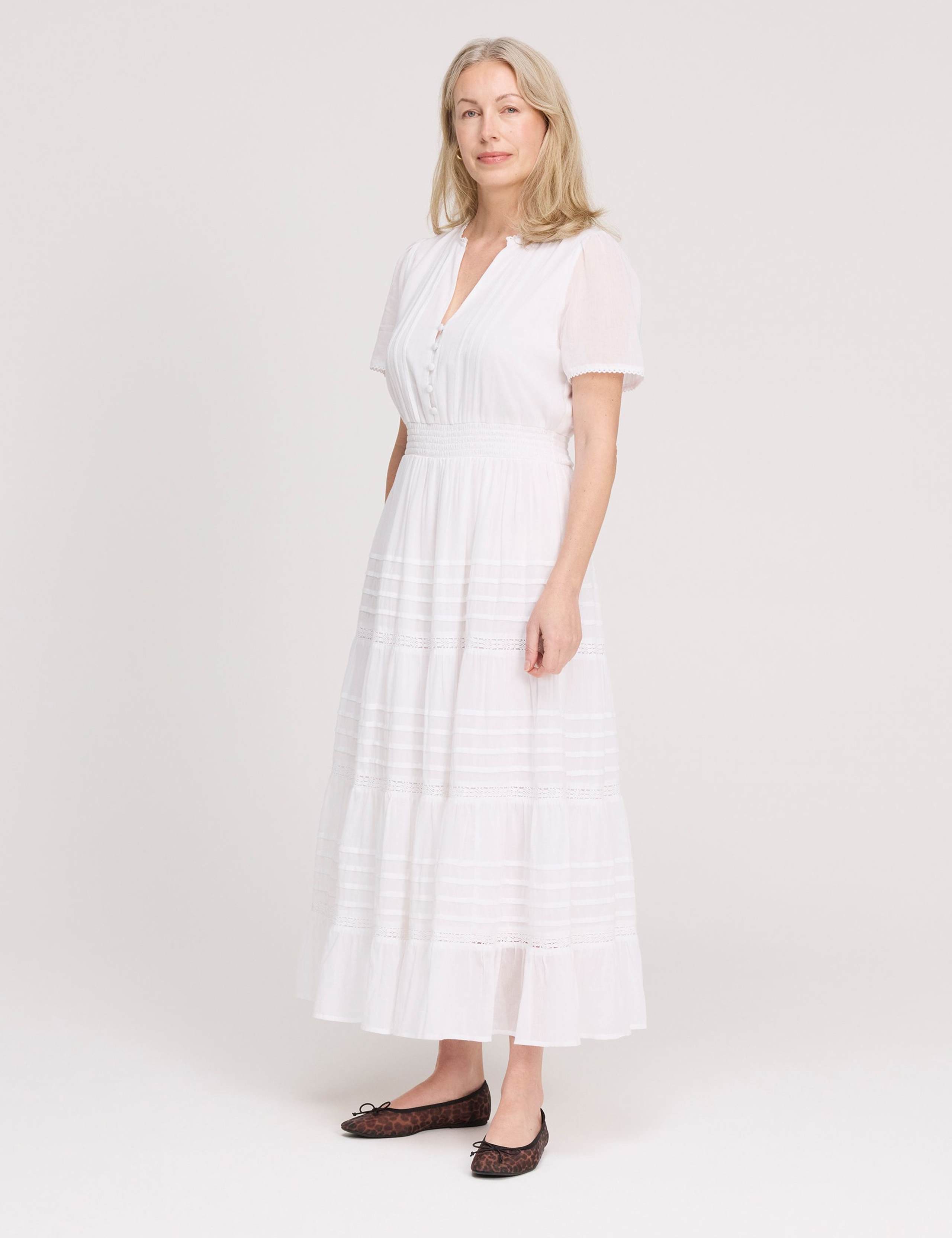 Pure Cotton Textured Midi Tiered Dress 2 of 5