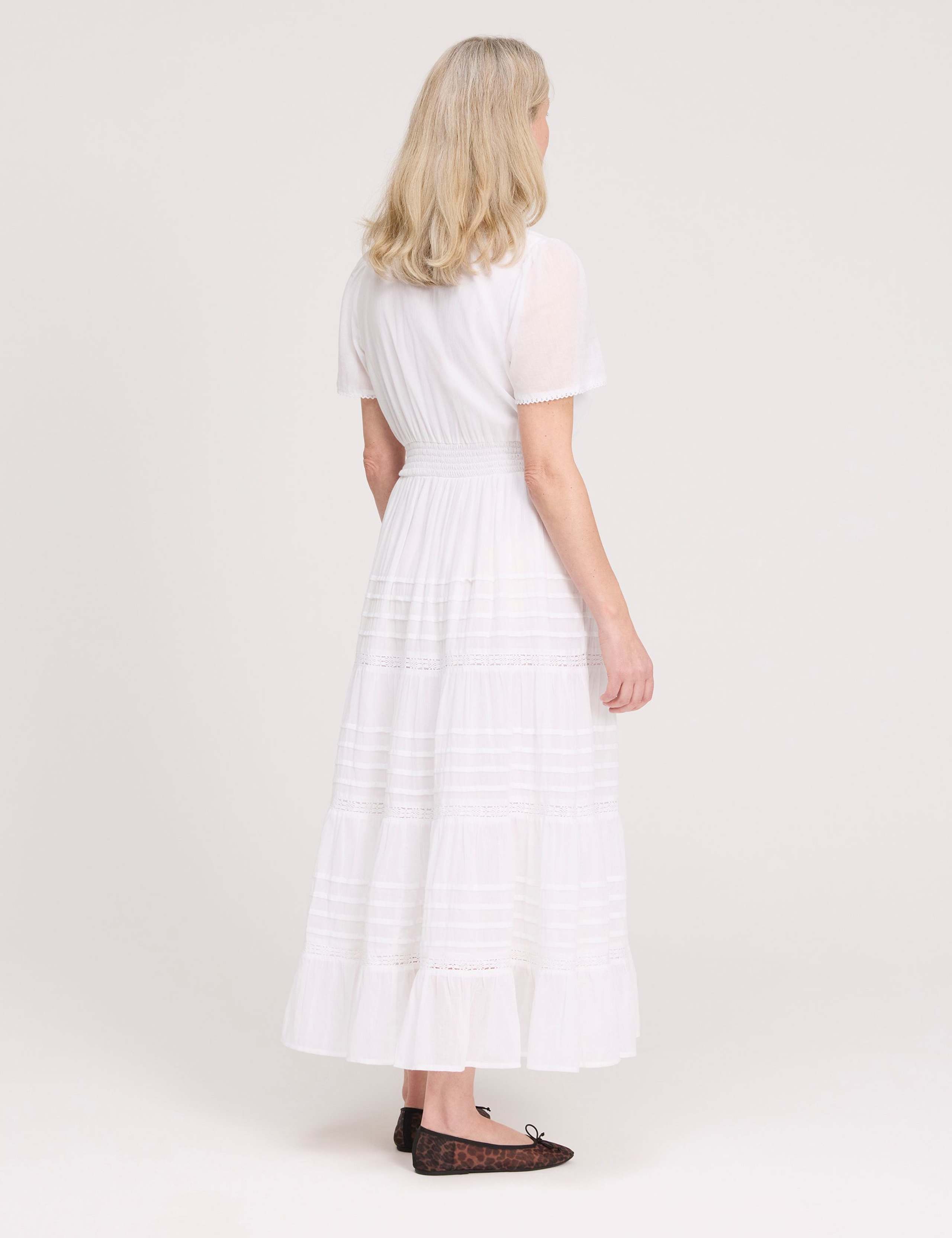 Pure Cotton Textured Midi Tiered Dress 3 of 5