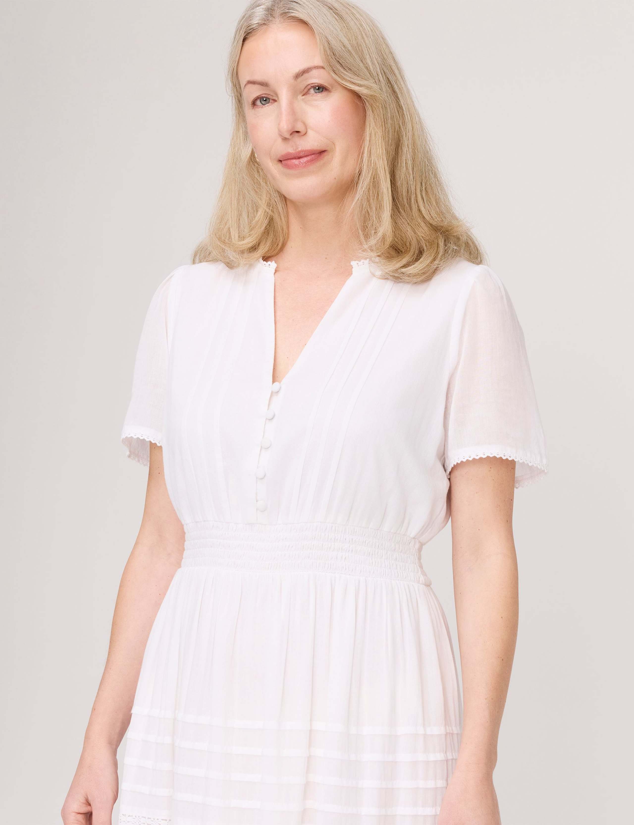 Pure Cotton Textured Midi Tiered Dress 5 of 5