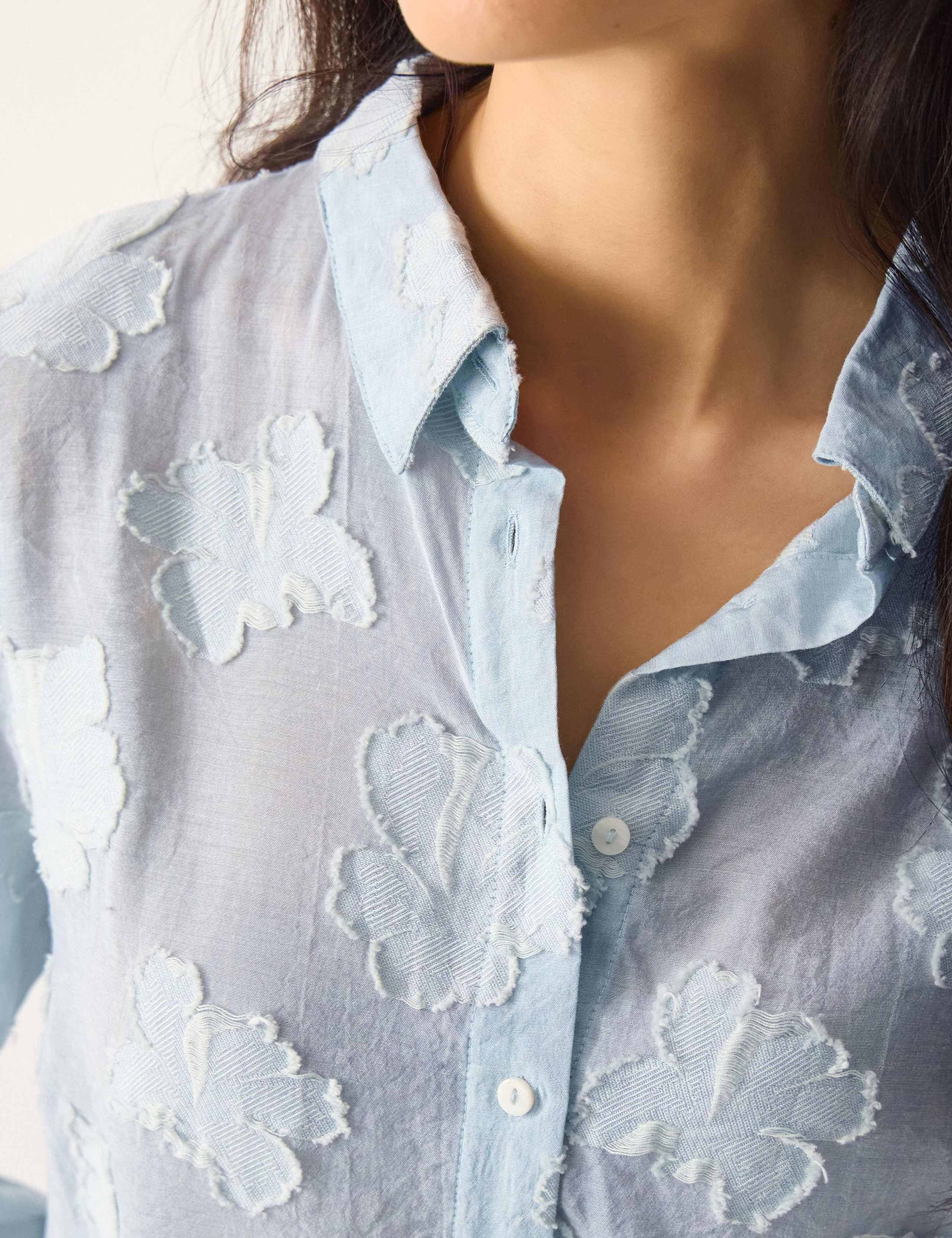 Cotton Blend Jacquard Collared Shirt 2 of 4