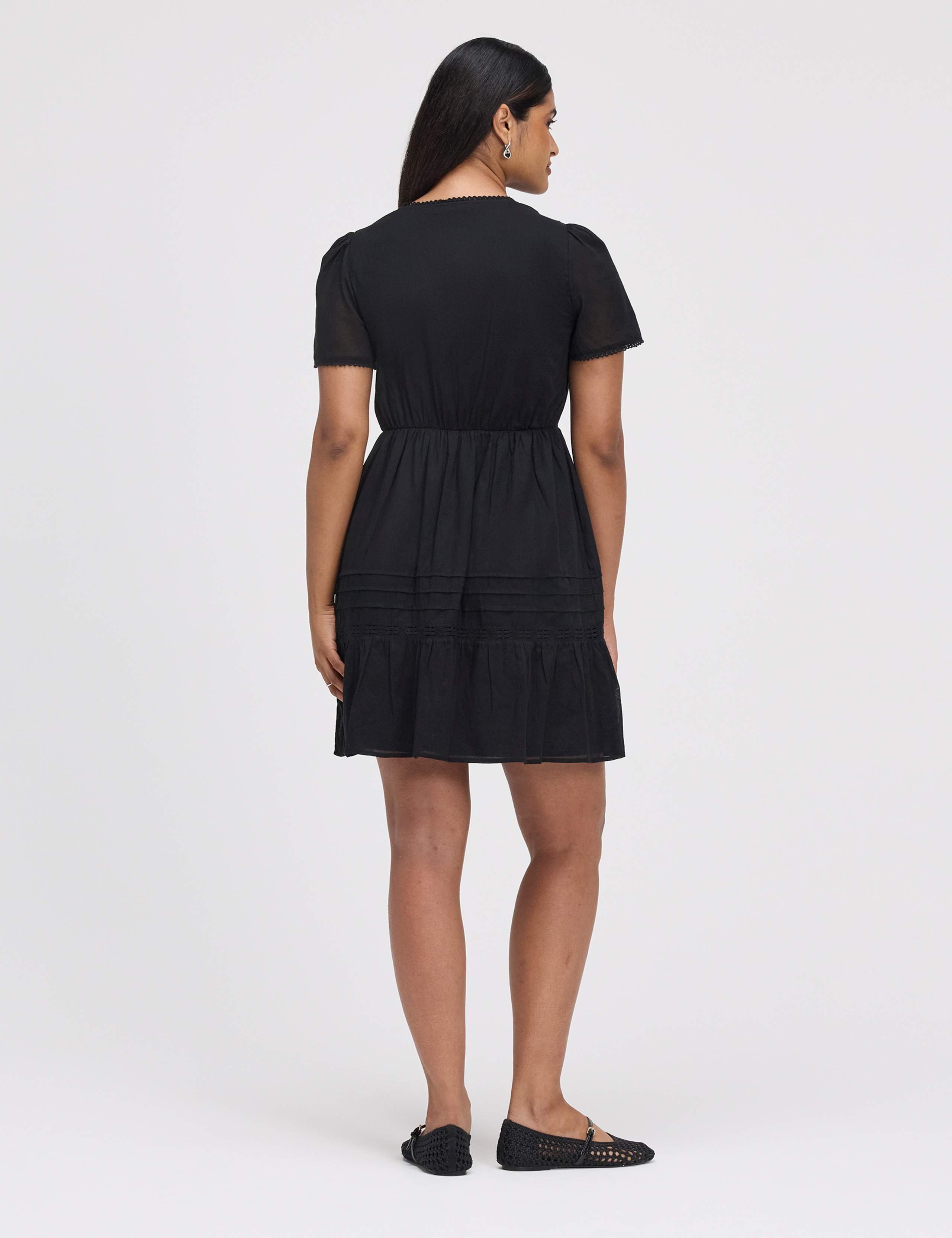 Pure Cotton Textured Mini Tiered Dress 3 of 5