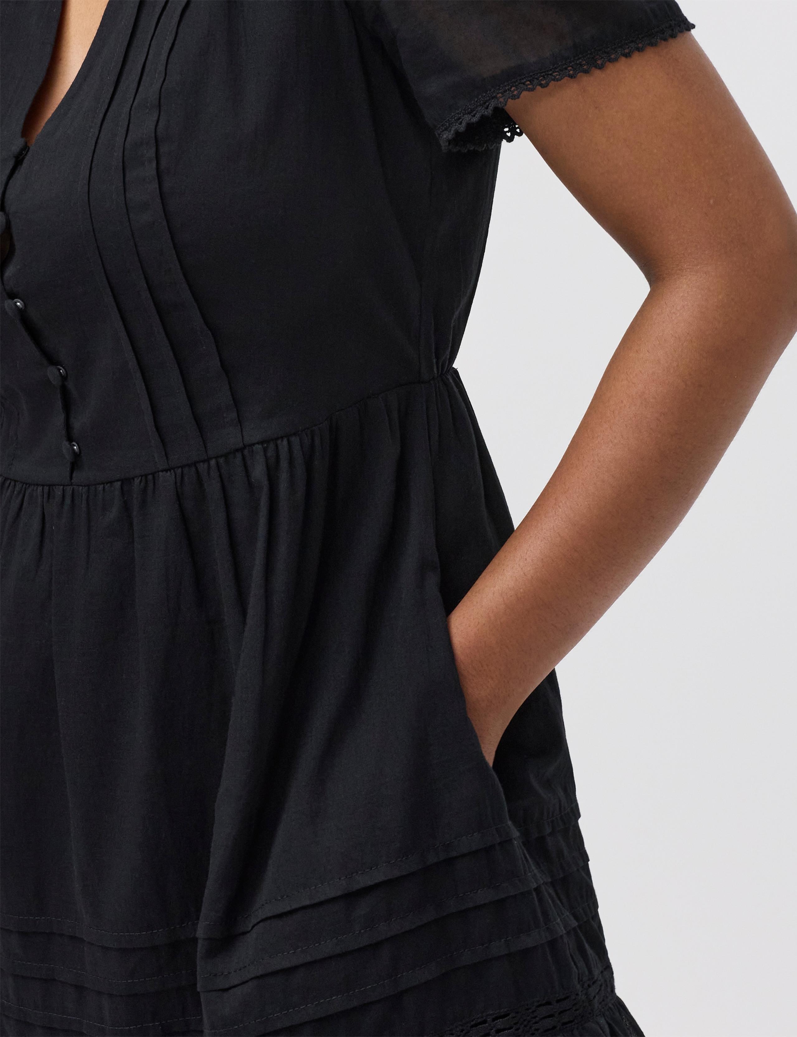Pure Cotton Textured Mini Tiered Dress 5 of 5