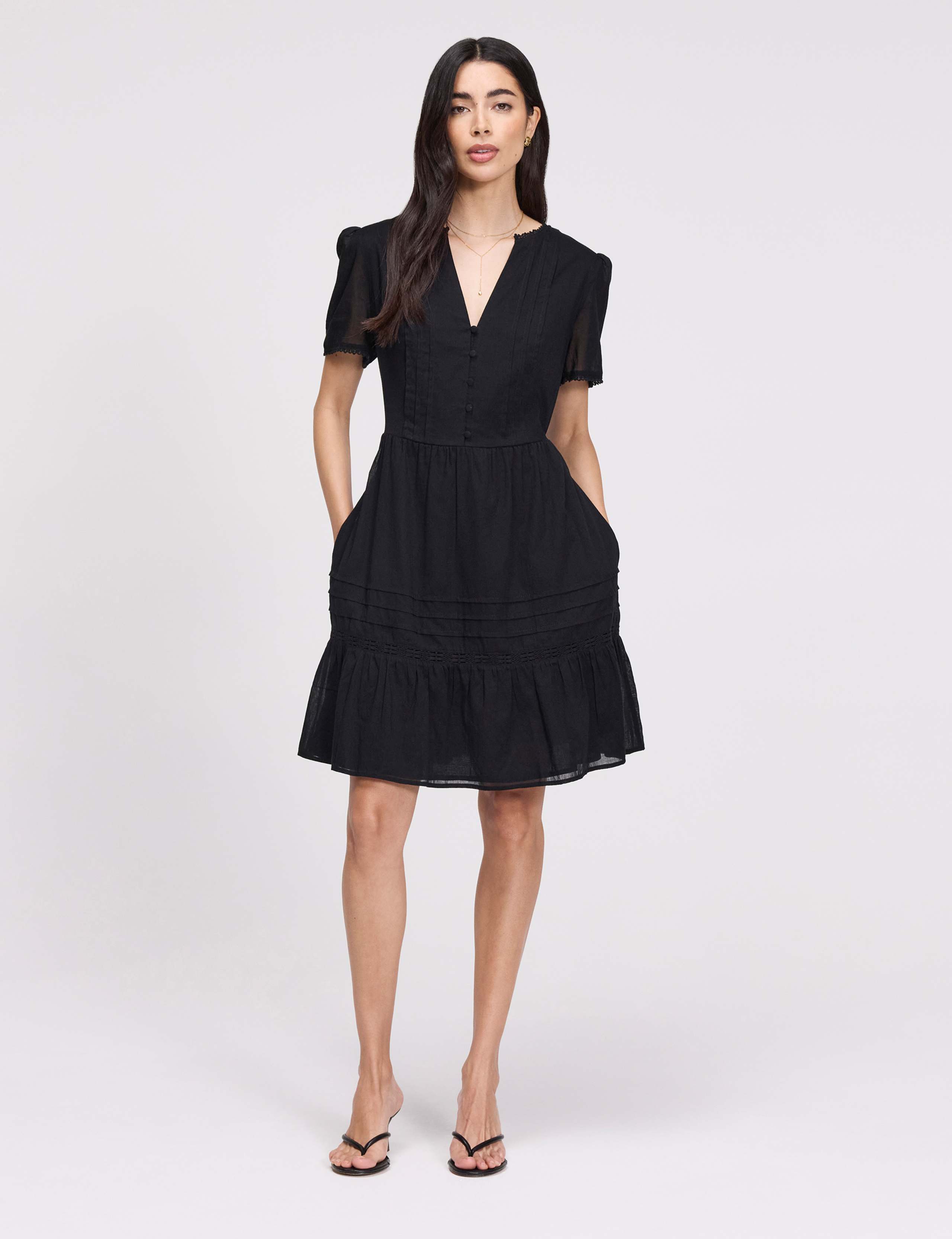 Pure Cotton Textured Mini Tiered Dress 6 of 7