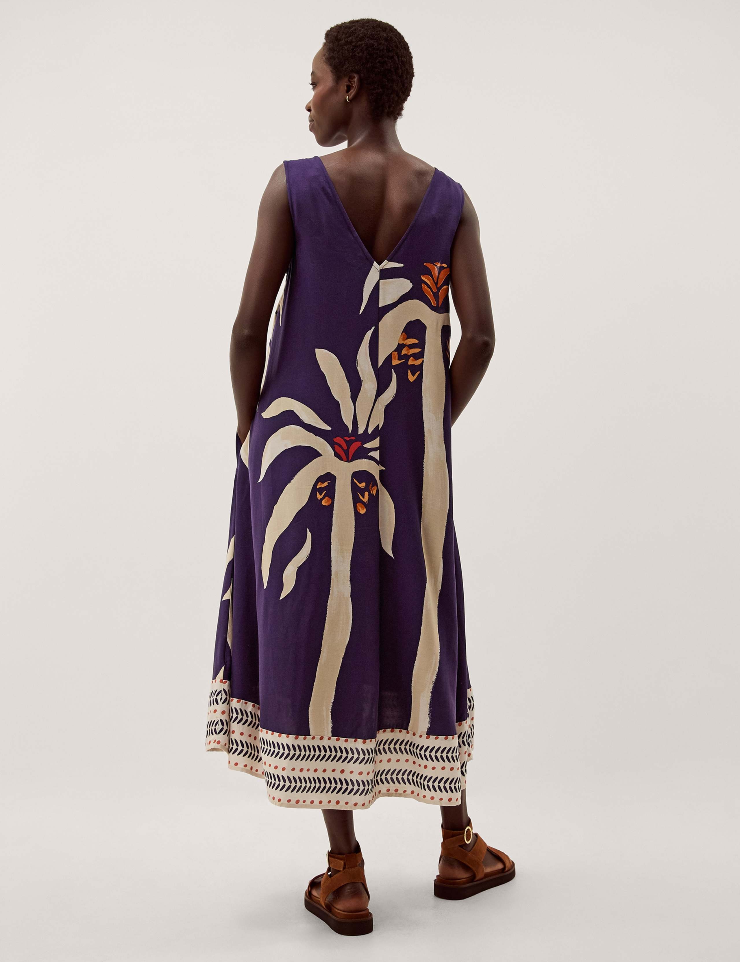 Printed V-Neck Midi Kaftan Dress 3 of 5