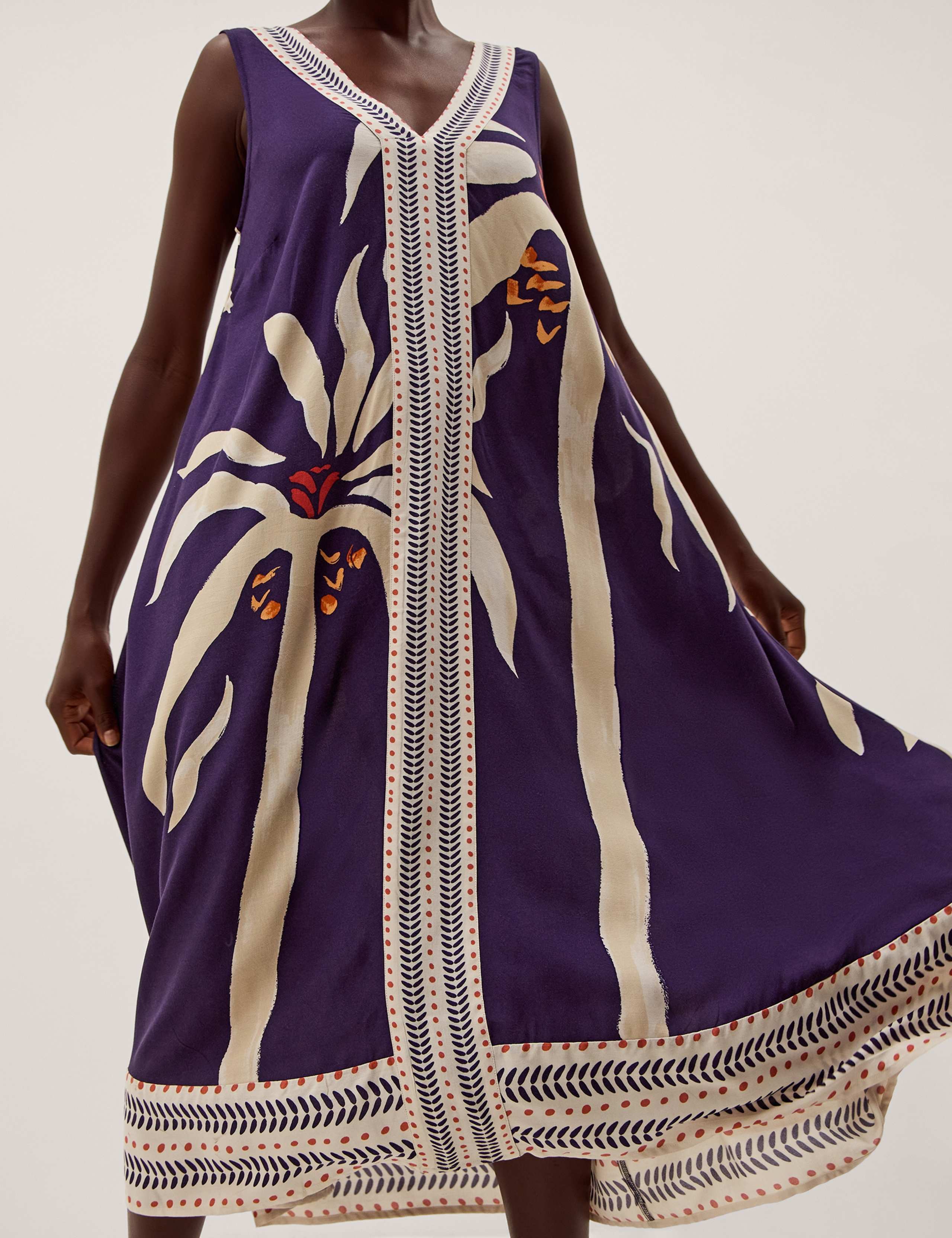 Printed V-Neck Midi Kaftan Dress 5 of 5
