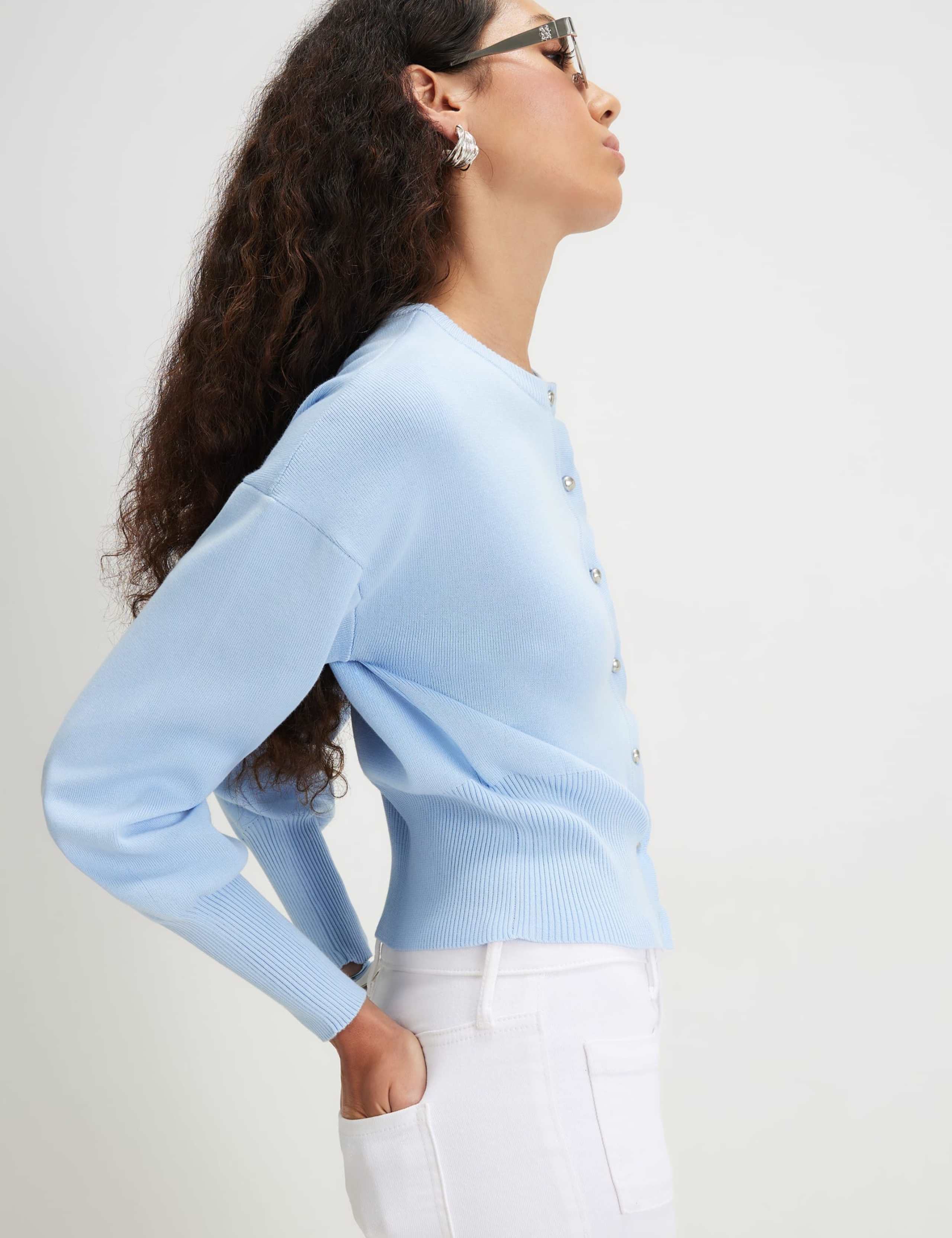 Scallop Blouson Sleeve Cardigan 2 of 5