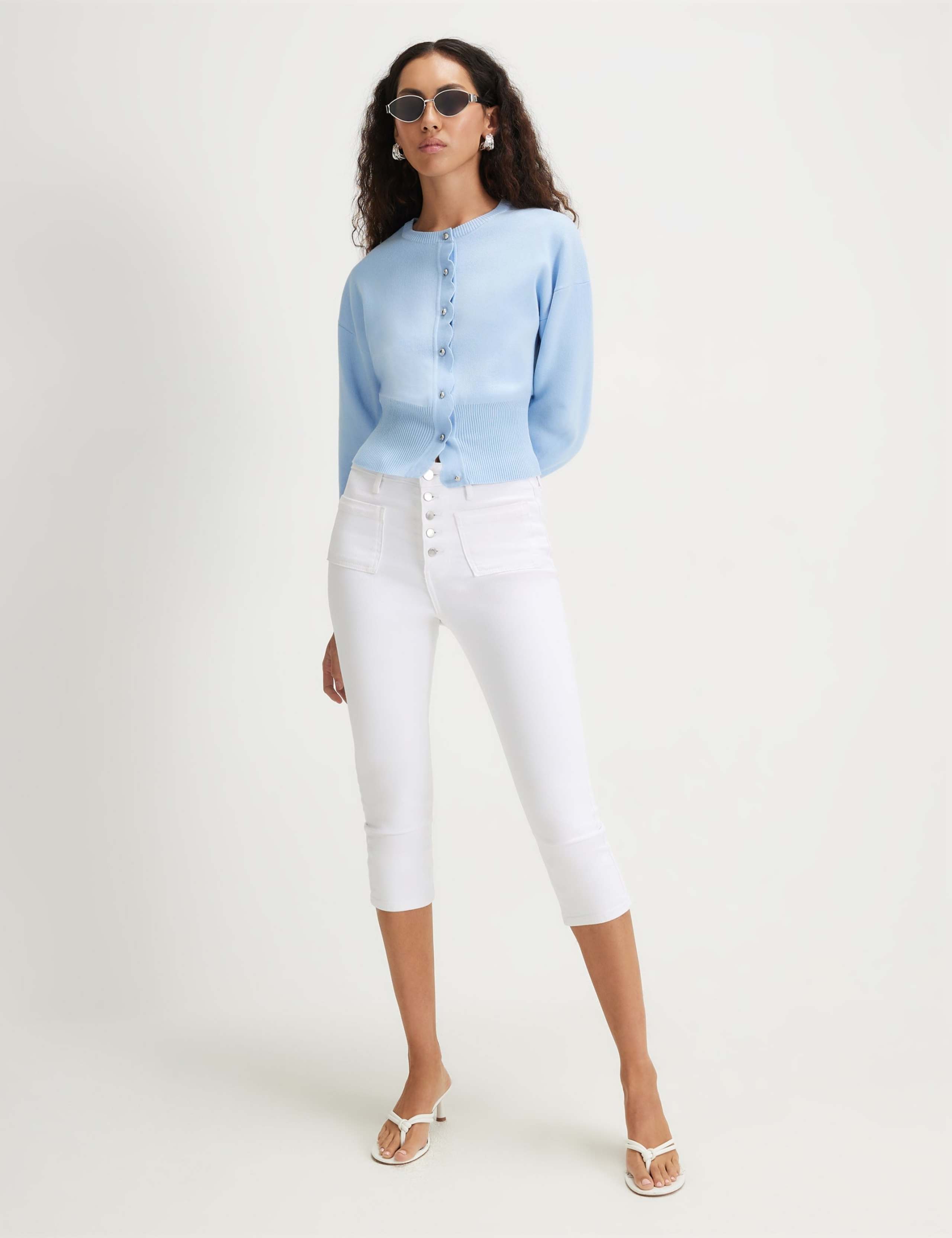 Scallop Blouson Sleeve Cardigan 4 of 5